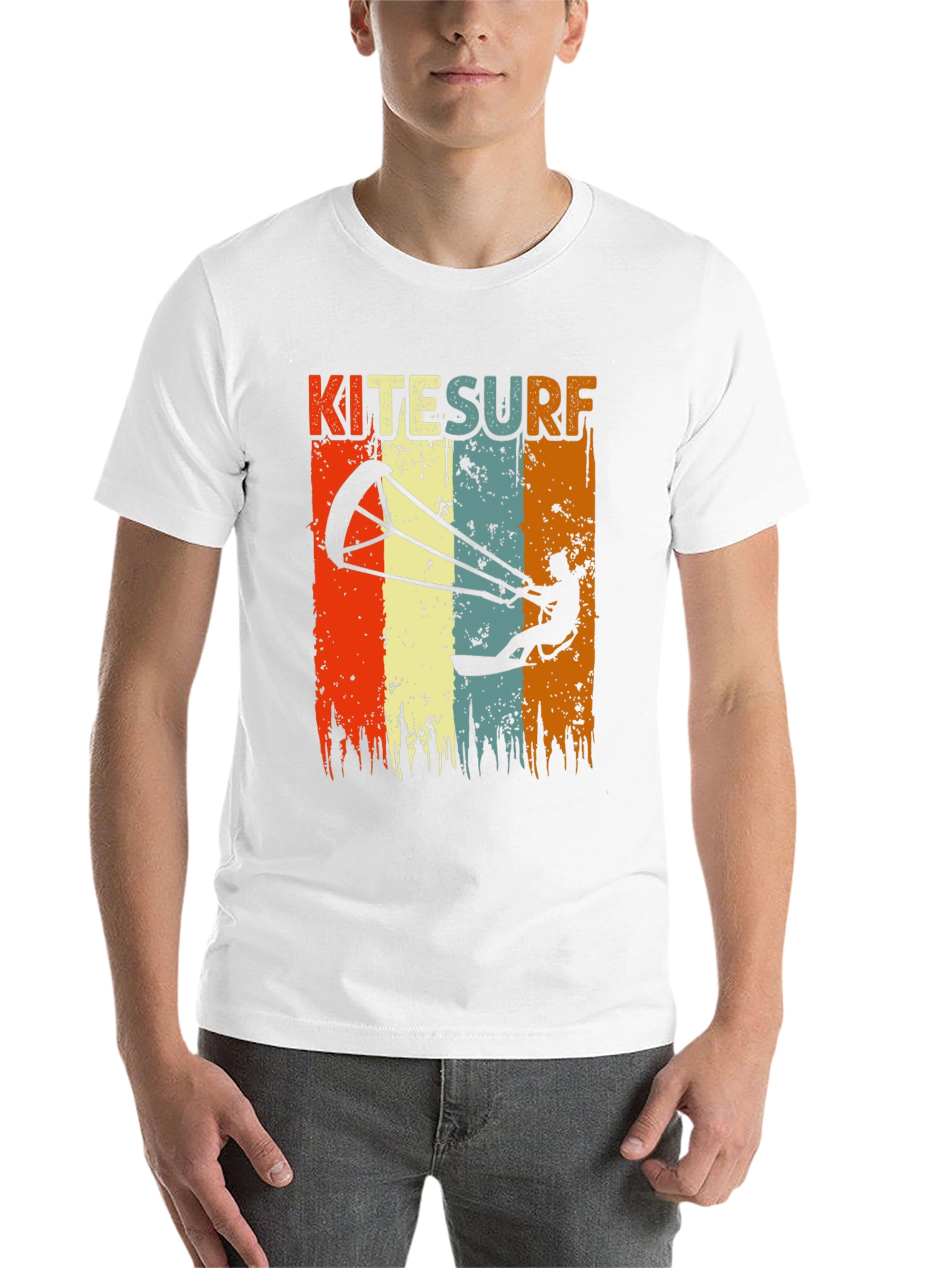 Black Kitesurf Retro Graphic T-Shirt | Vintage Style Surfing Tee view 14