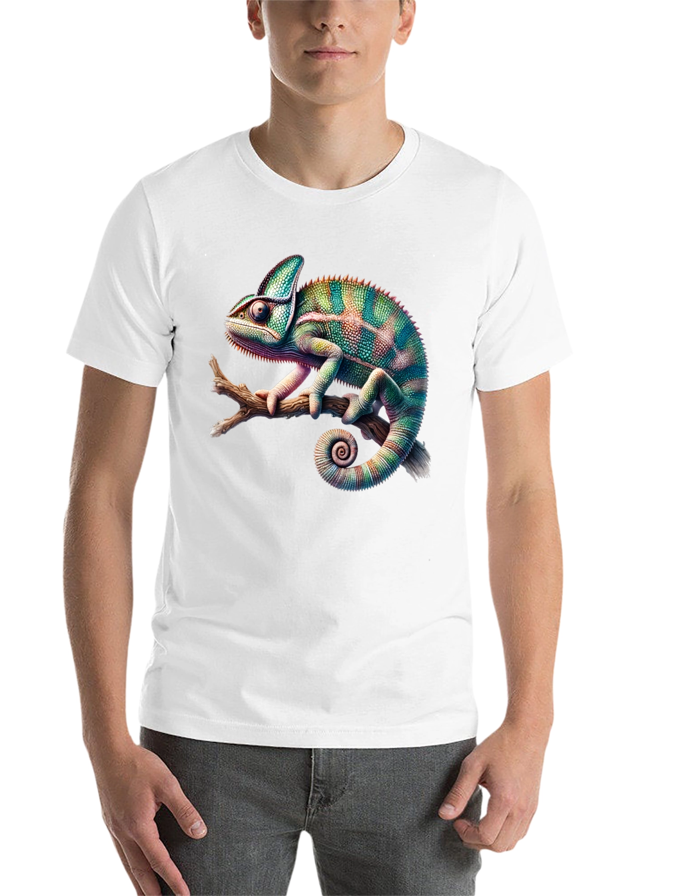 Black Chameleon Print Black T-Shirt view 14