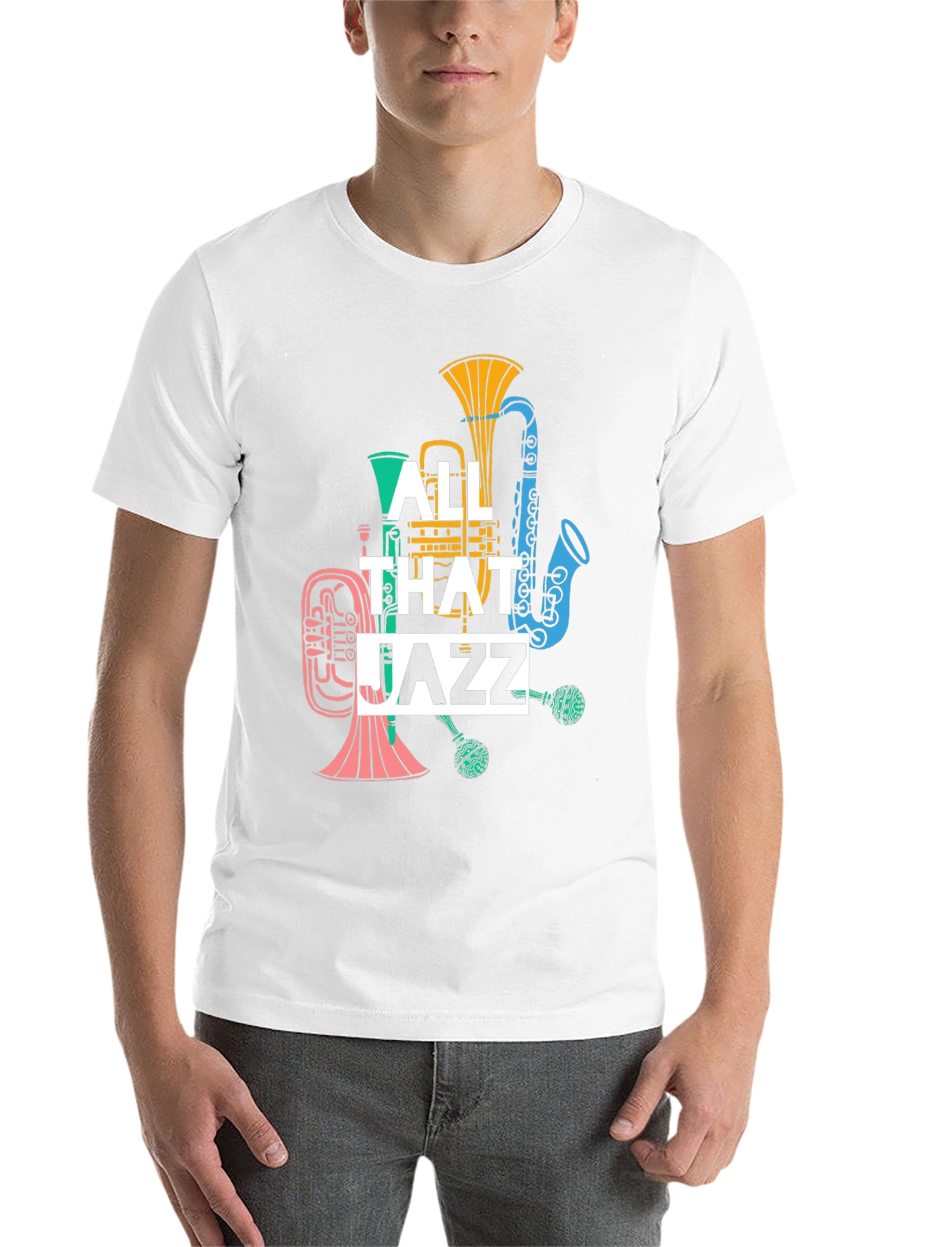 Black All That Jazz Graphic T-Shirt - Musical Instrument Design view 14