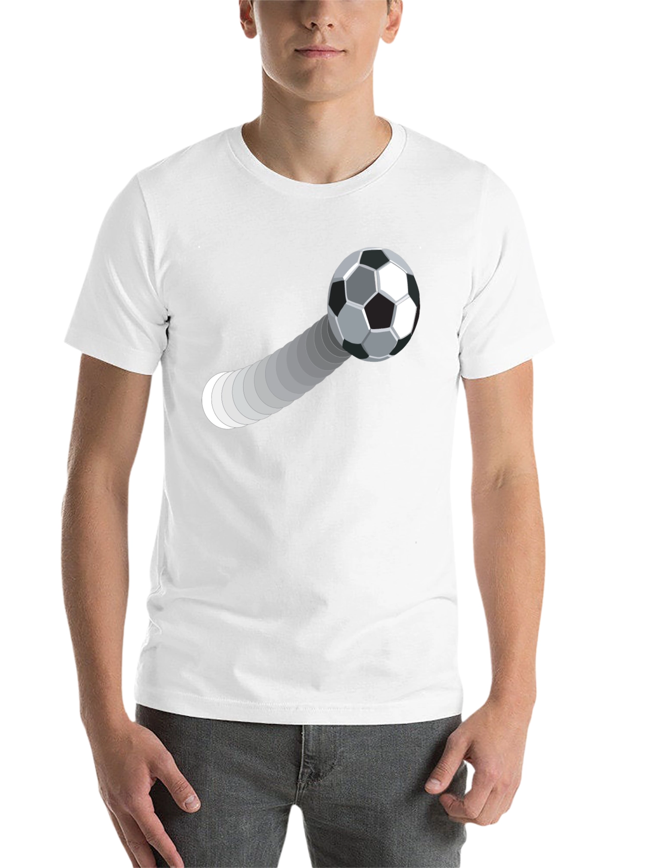 Black Soccer Ball Trajectory Graphic Tee - Black Cotton T-Shirt view 14