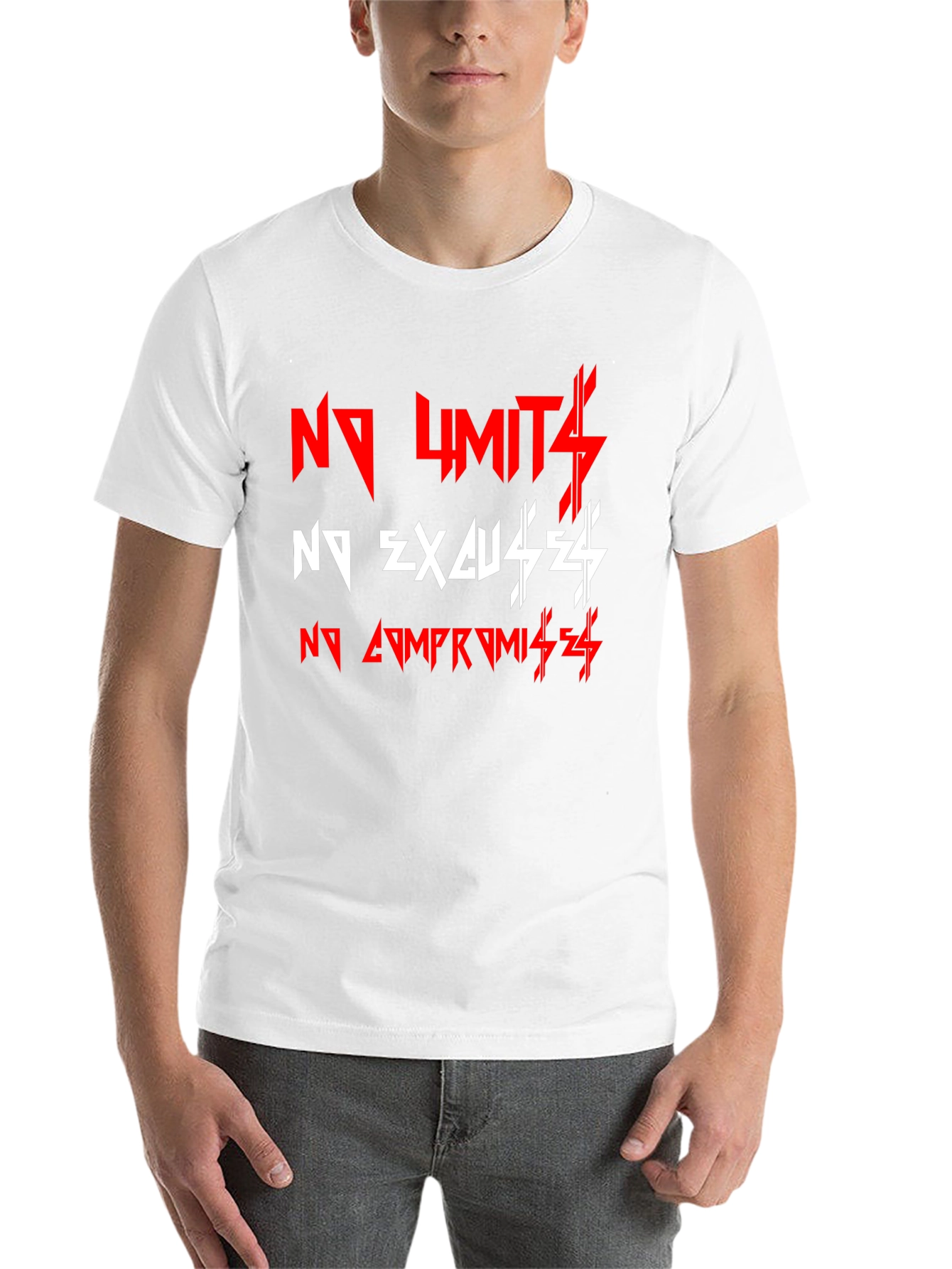 Black Motivational Black T-Shirt: No Limits, No Excuses! view 14