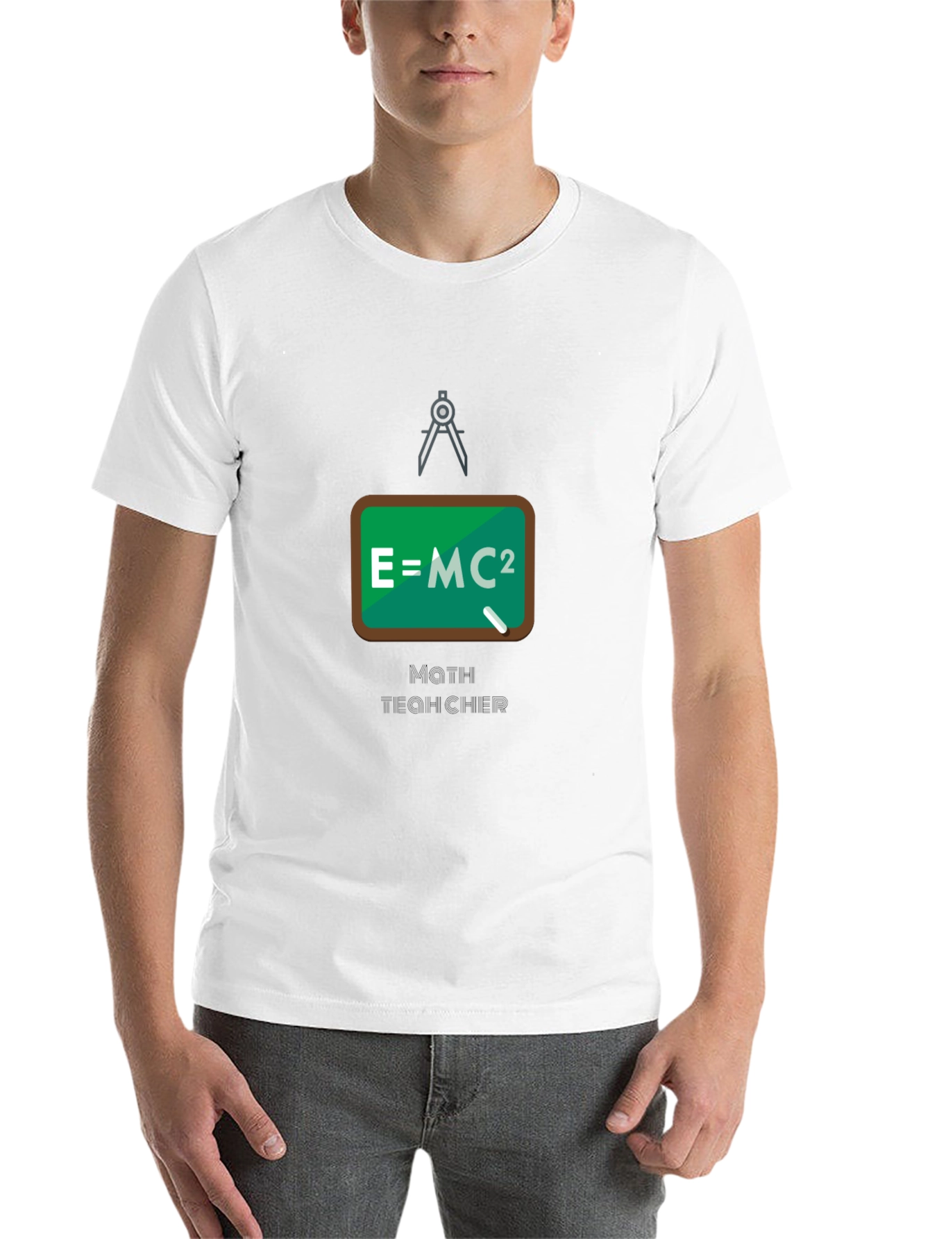 Black Math Teacher T-Shirt - E=MC2 Design view 14