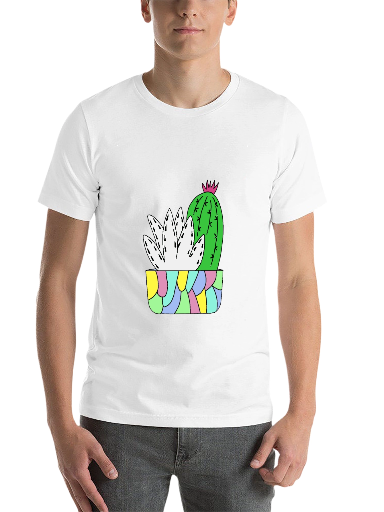 Black Cactus Plant Graphic Tee - Black Cotton T-Shirt view 14