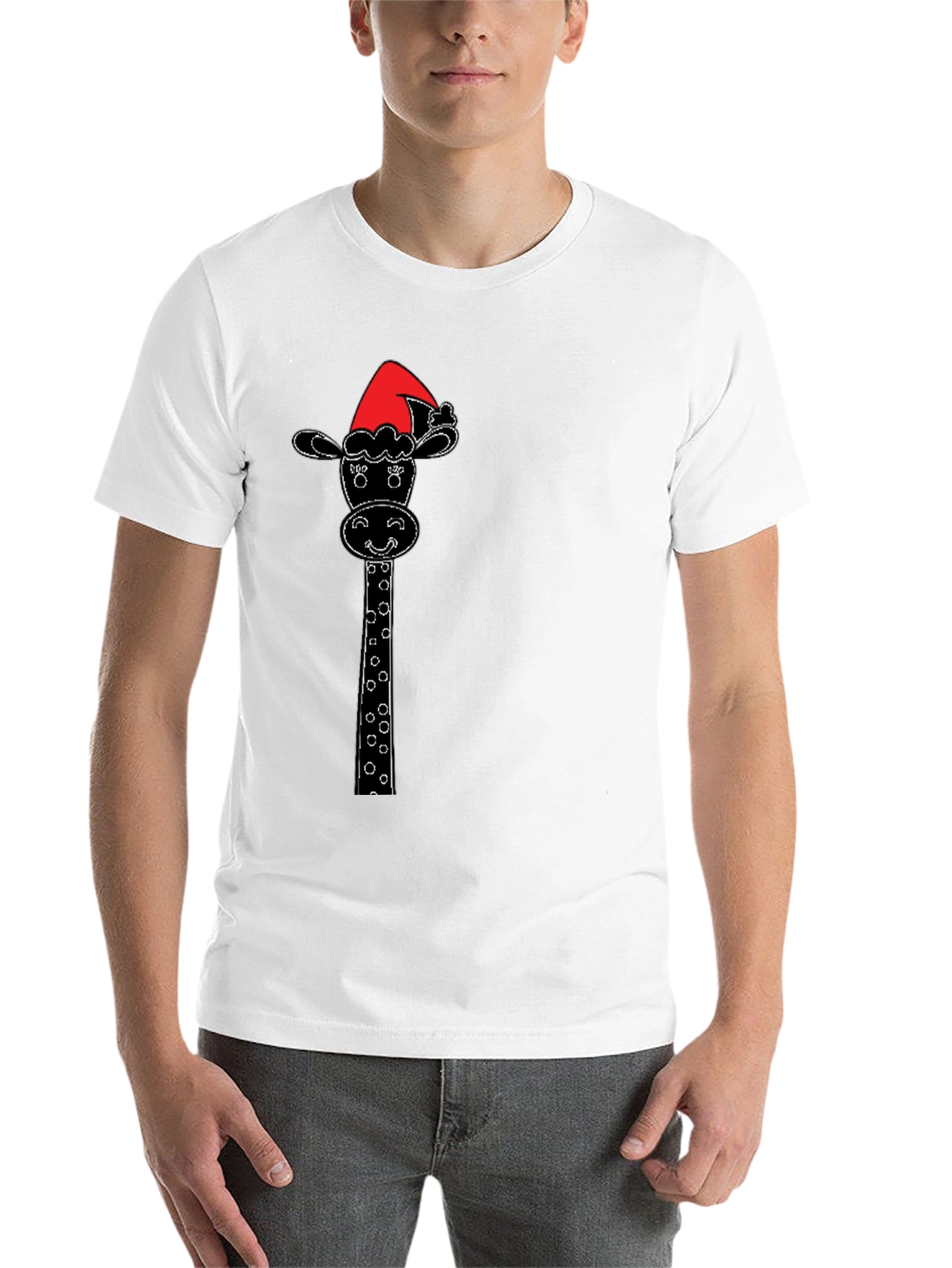 Black Festive Giraffe Tee - Holiday Humor view 14