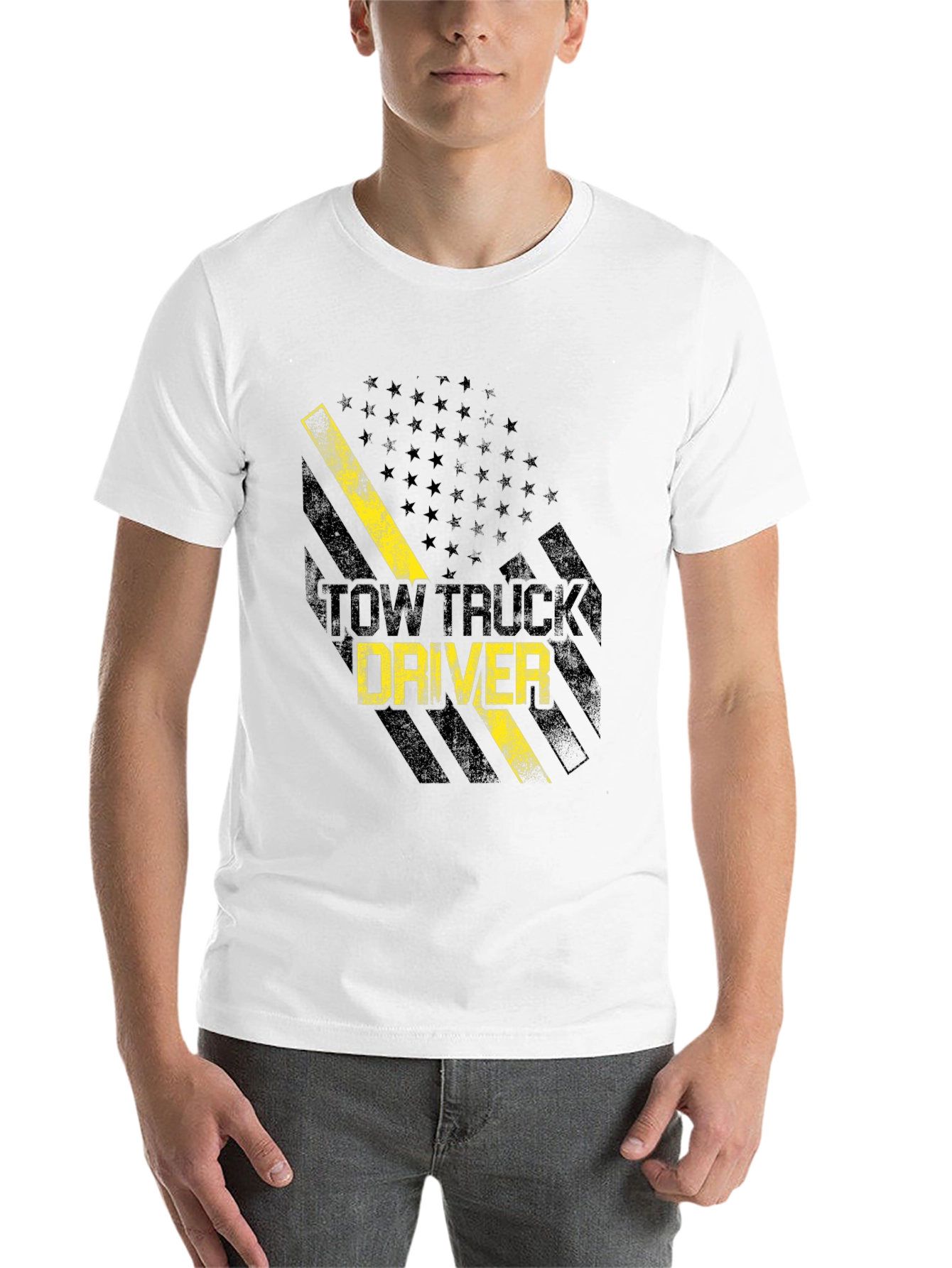 Black Tow Truck Driver Graphic Tee view 14
