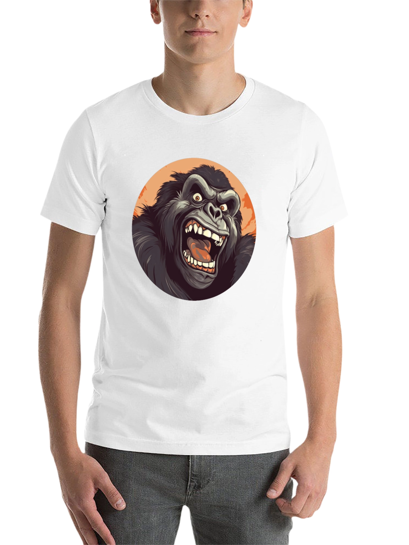 Black Roaring Gorilla Graphic Tee - Black Crew Neck view 14