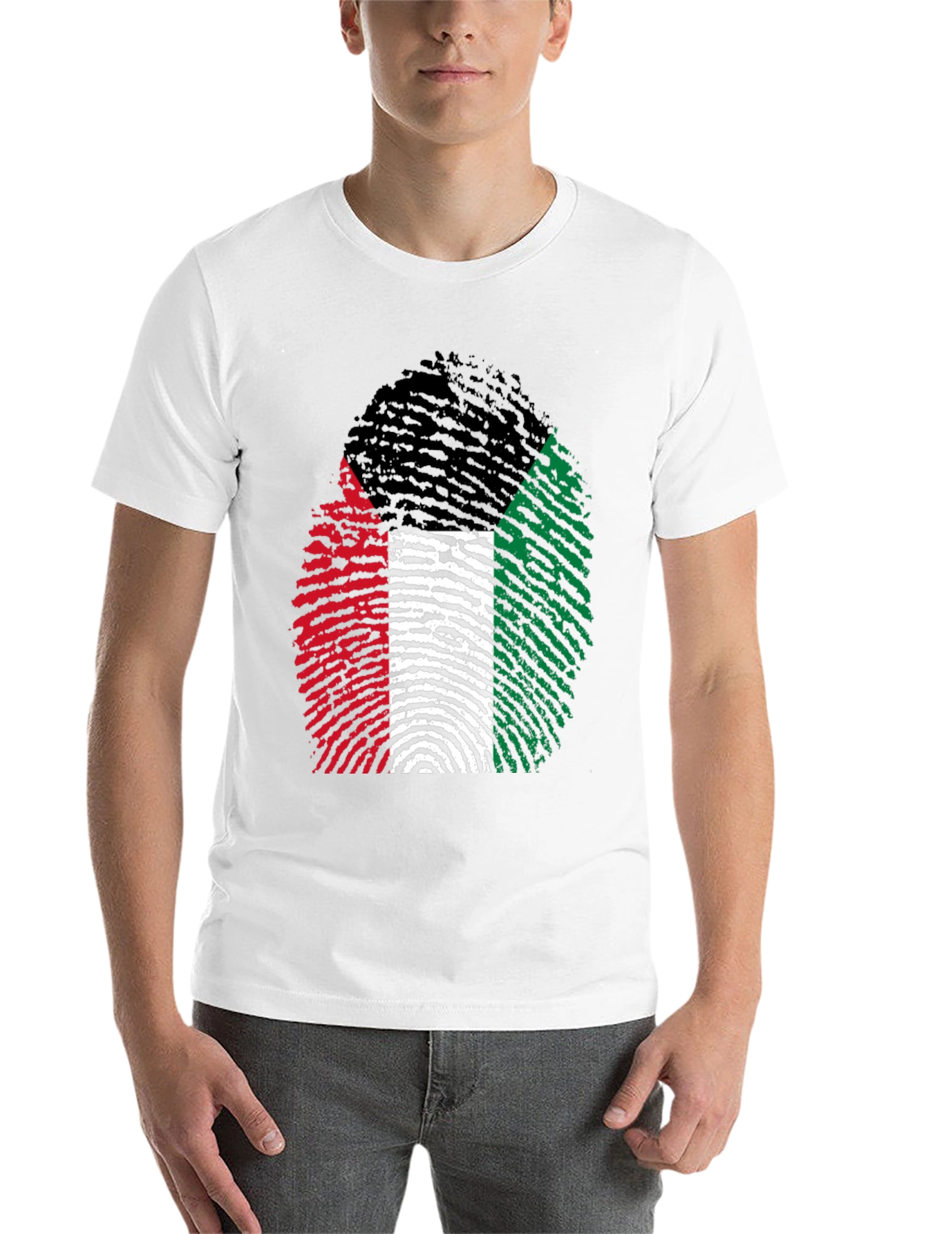 Black Unique Fingerprint Flag Graphic Tee view 14