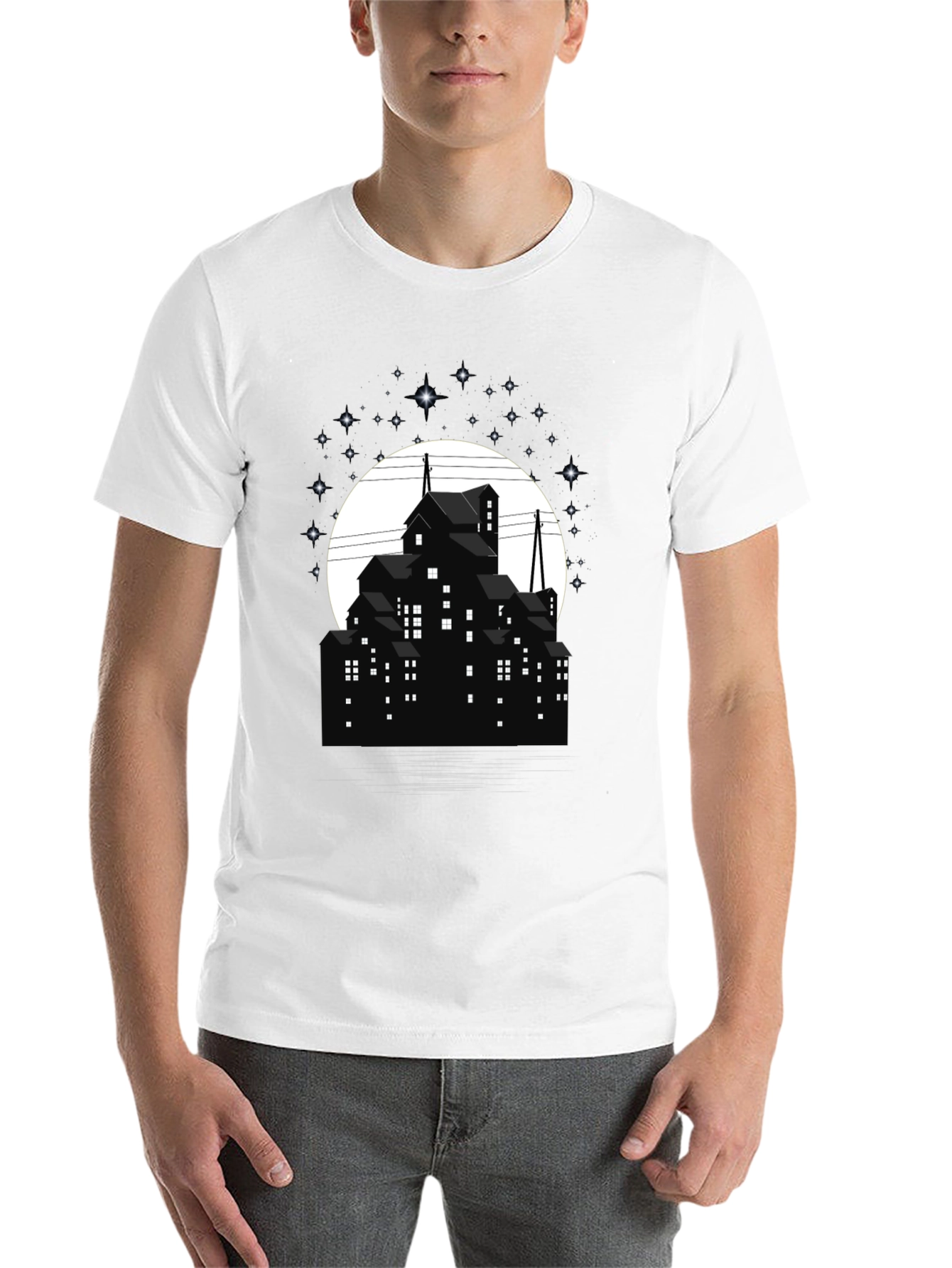 Nightscape Silhouette Graphic Tee - Unique Design - 14