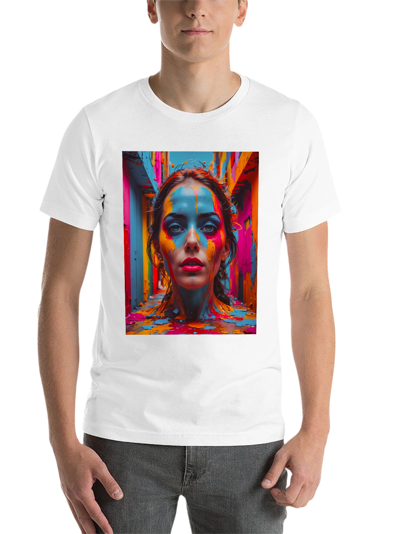 Black Colorful Paint Woman Graphic Tee view 14
