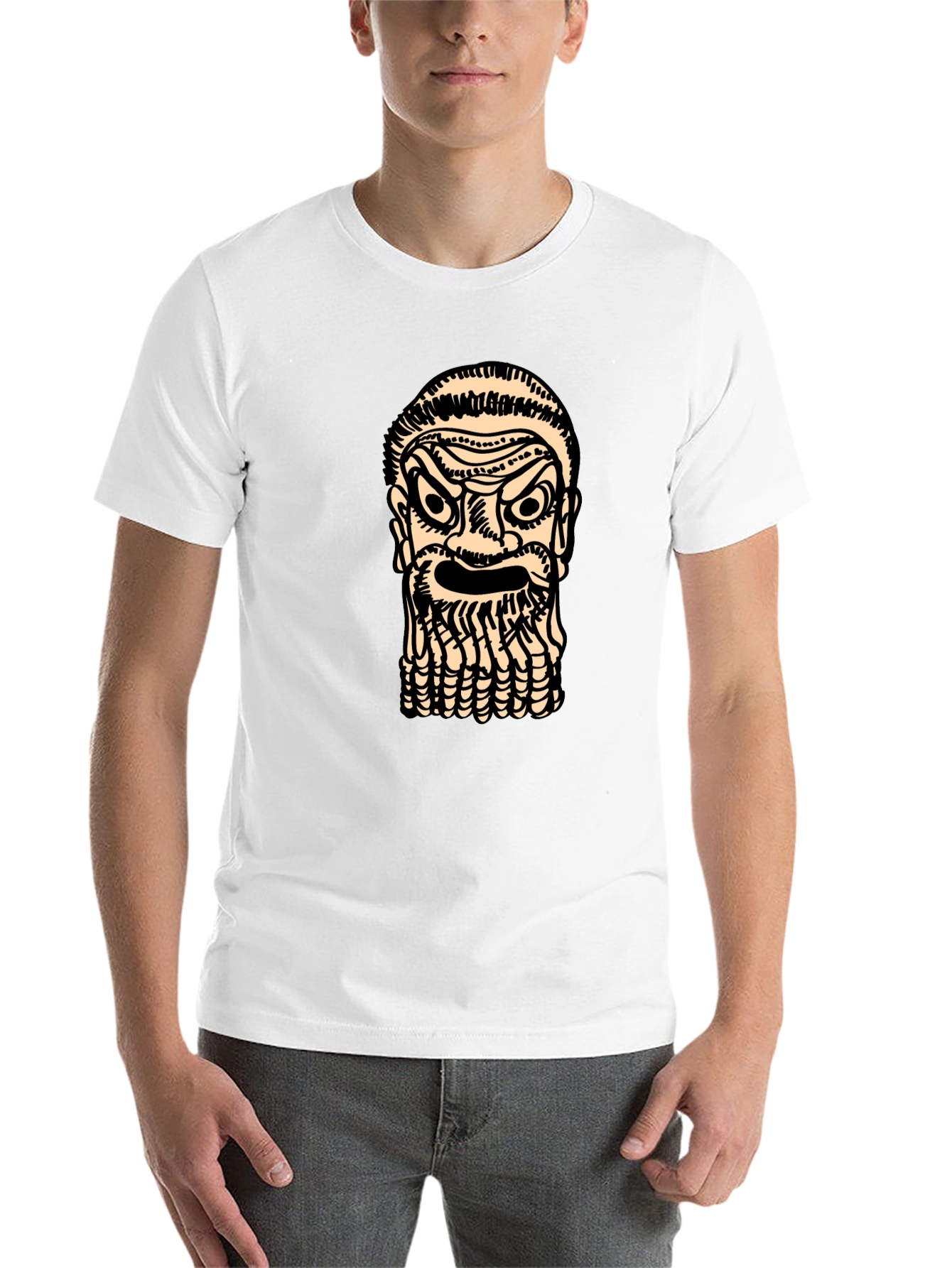 Black Graphic Tee: Ancient Face Black T-Shirt view 14