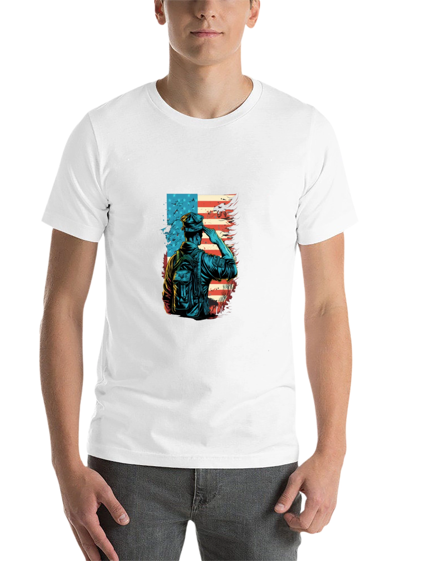 Black Patriotic Soldier Graphic T-Shirt view 14