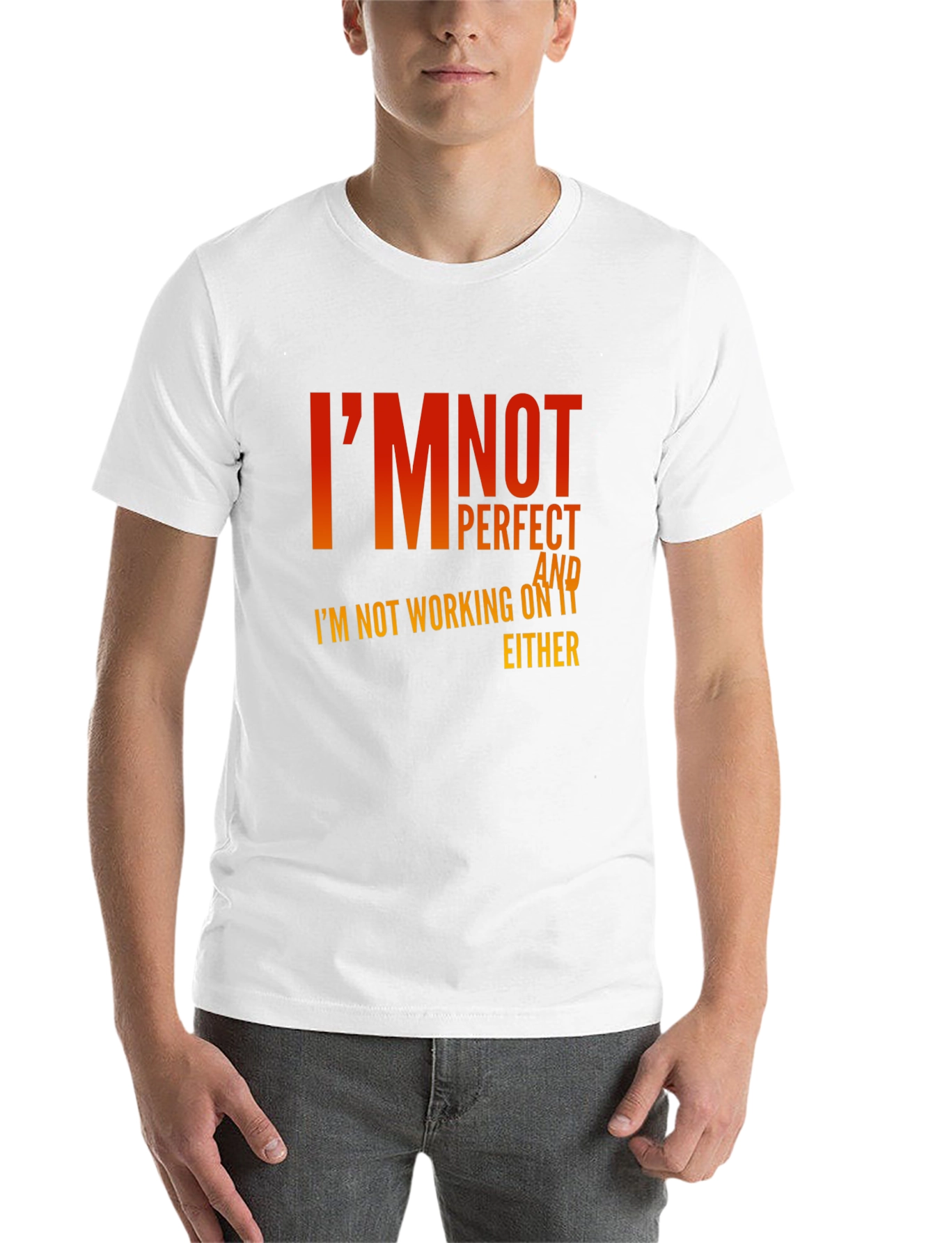 Black Funny Slogan Graphic T-Shirt - I'm Not Perfect view 14