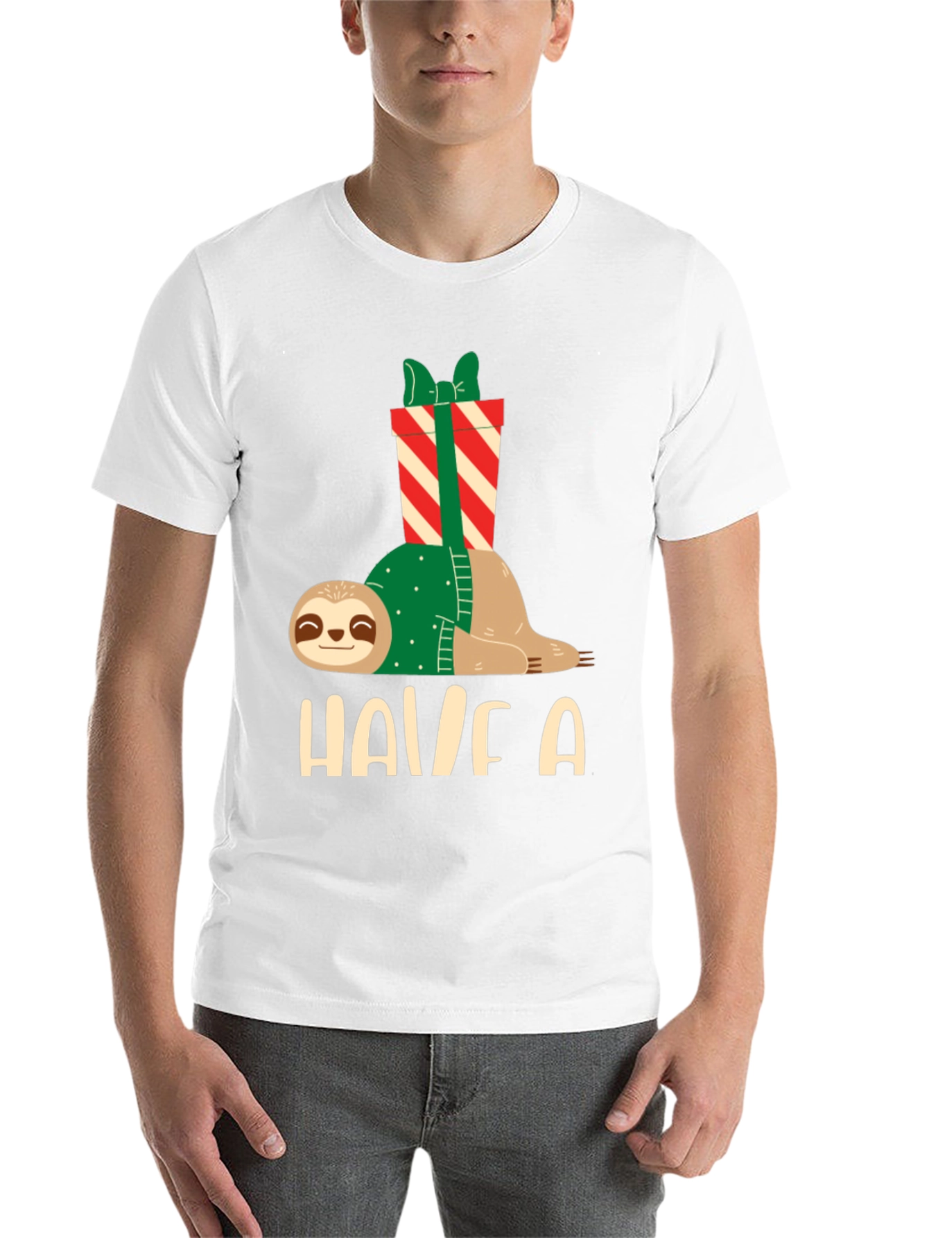 Black Holiday Sloth T-Shirt - Festive Relaxed Fit view 14