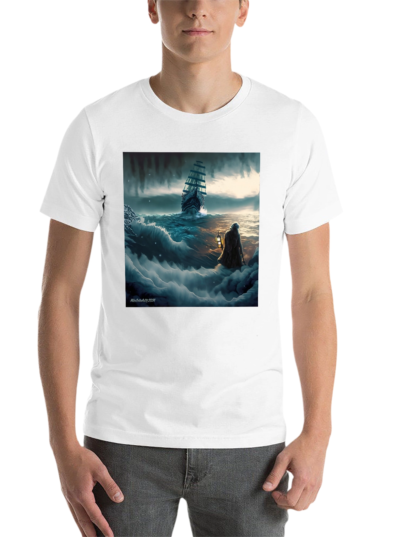 Black Stormy Seas Graphic Tee - Black Cotton Blend view 14