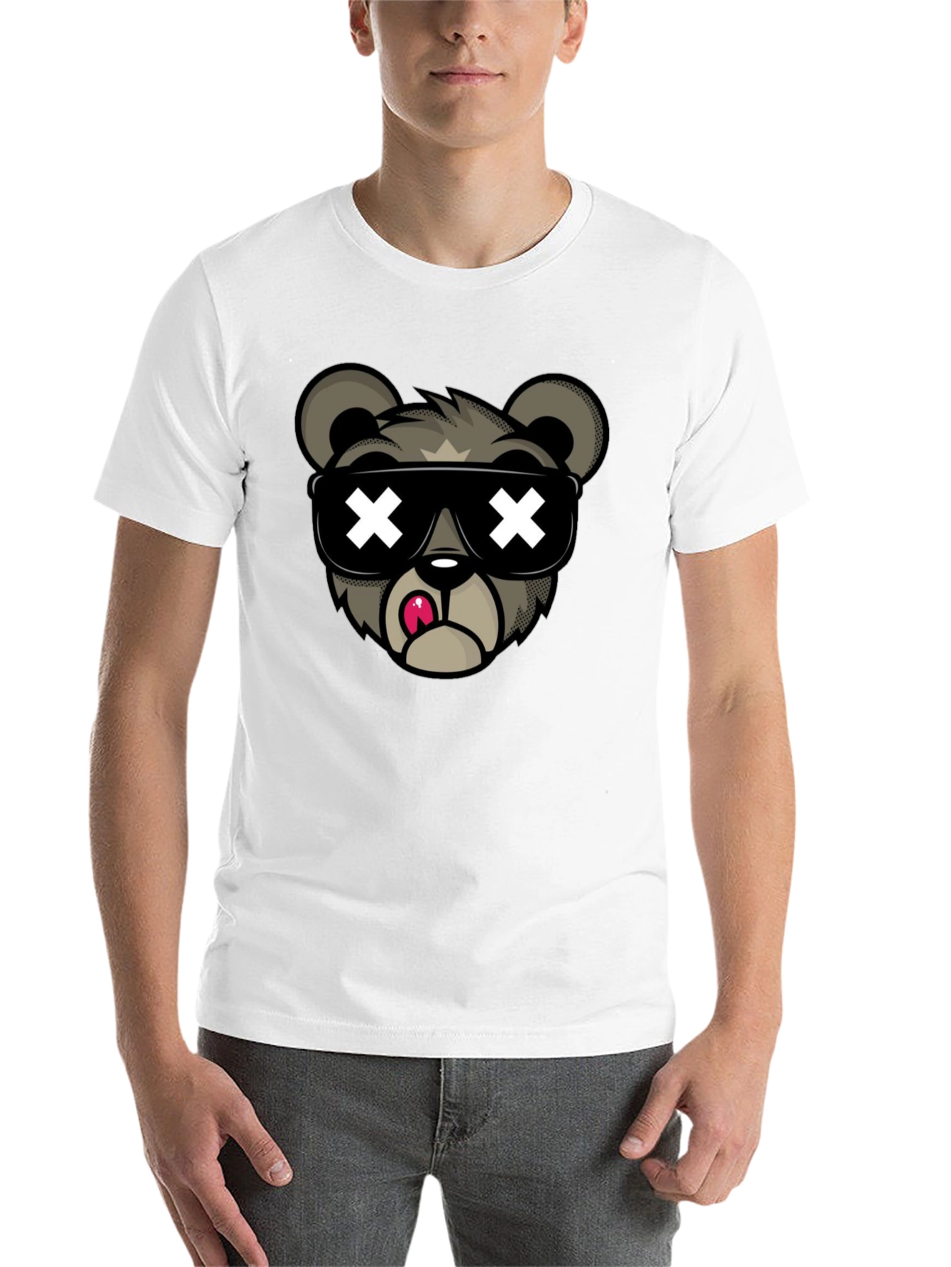 Black Cool Bear Graphic Tee - Black Cotton T-Shirt view 14
