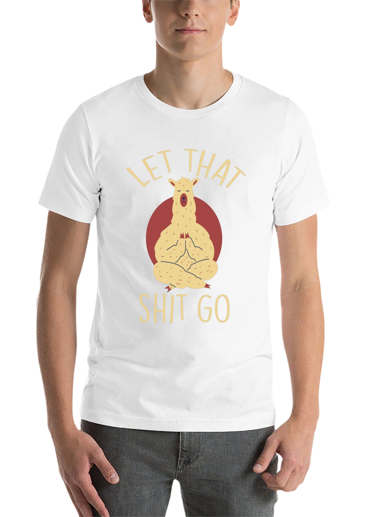 Black Llama Yoga T-Shirt - Let That Go Funny Graphic Tee view 14