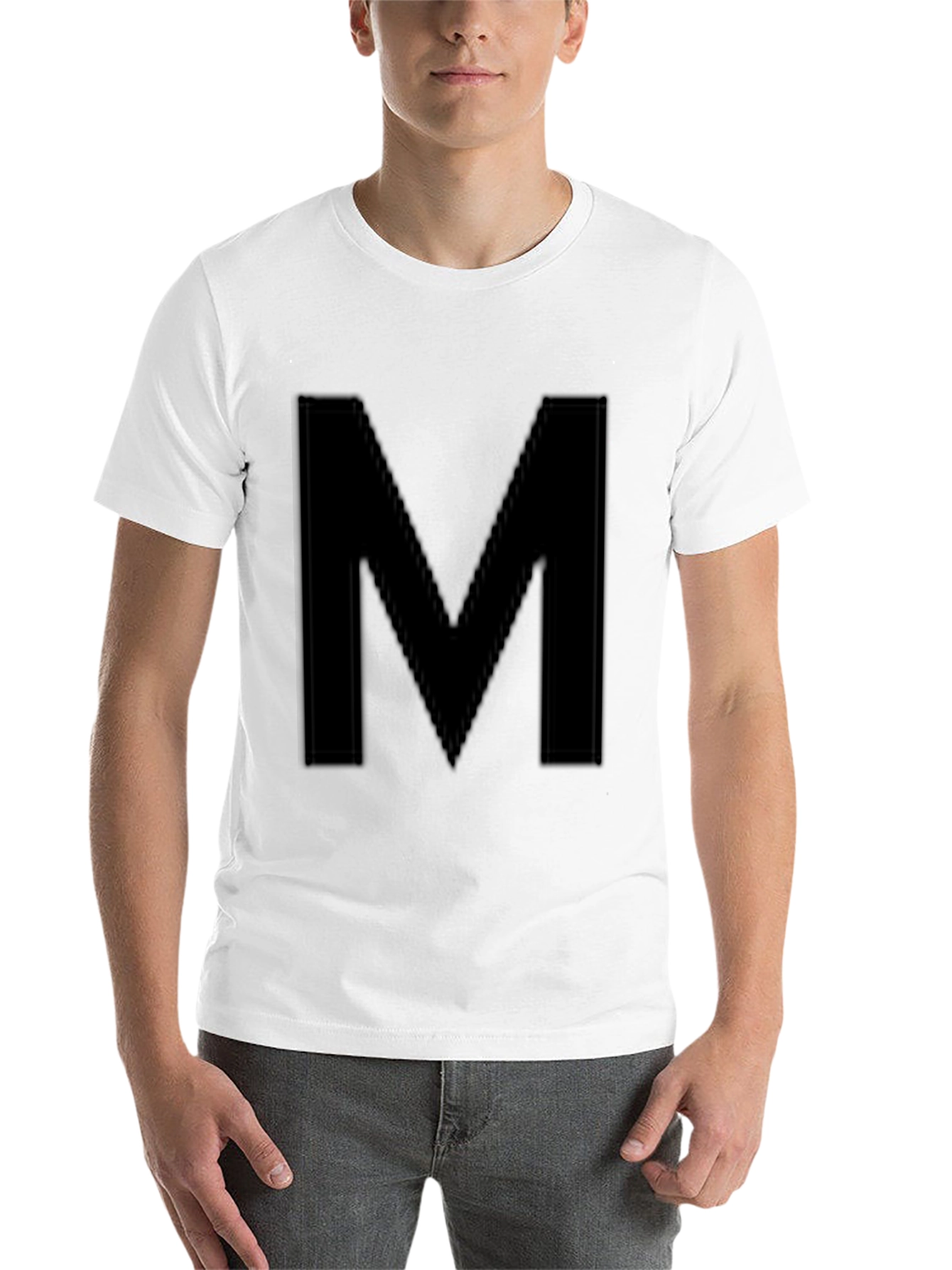 Black Men's Black T-Shirt with Large 'M' Design view 14