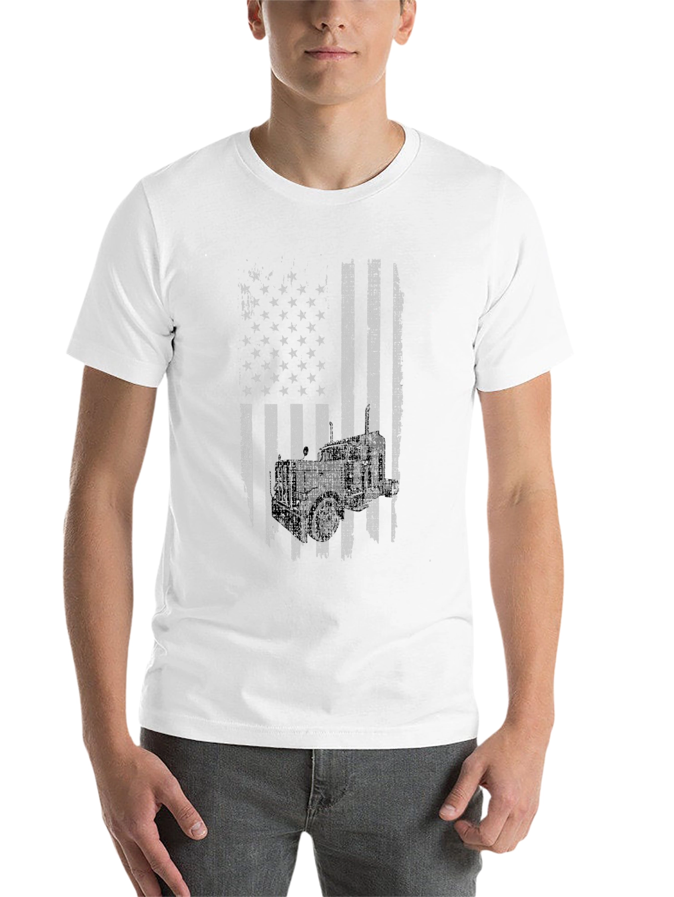 Black American Flag Trucker T-Shirt view 14