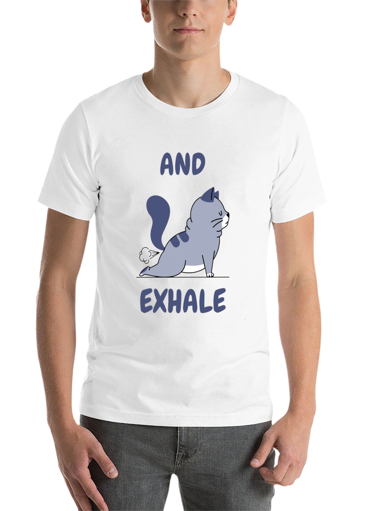 Black Yoga Cat Fart And Exhale T-Shirt view 14