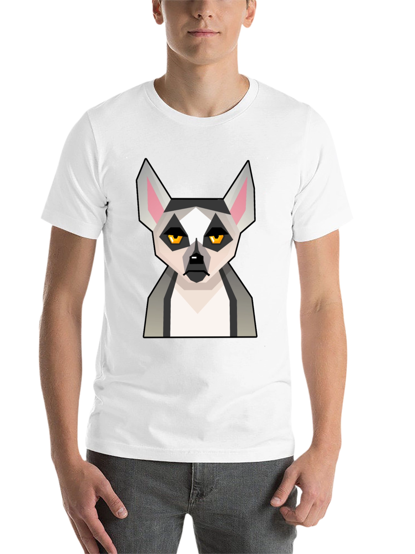 Black Geometric Lemur Graphic T-Shirt - Black view 14