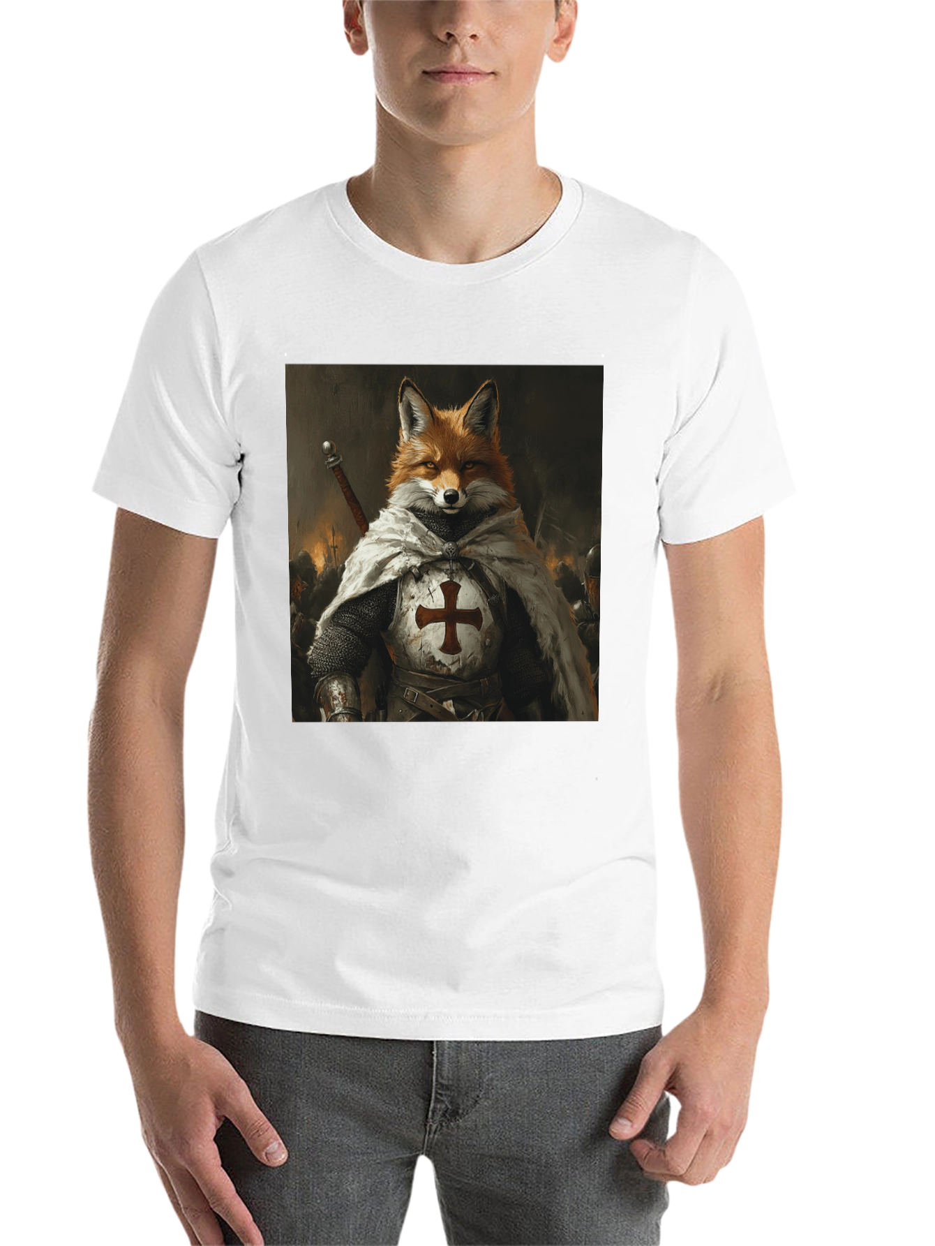Black Fox Knight Graphic Tee - Medieval Style view 14