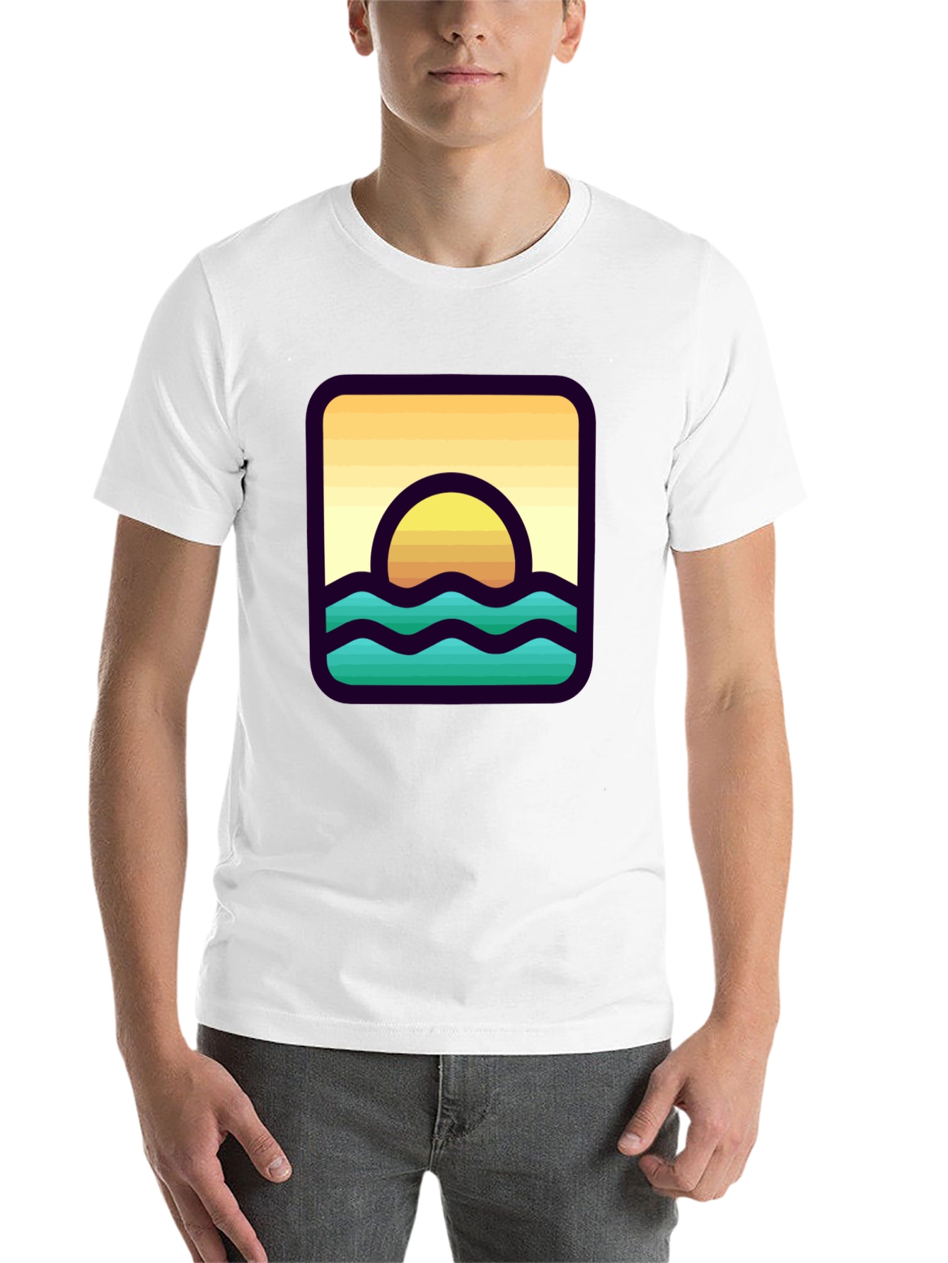 Black Sunset Waves Graphic T-Shirt view 14