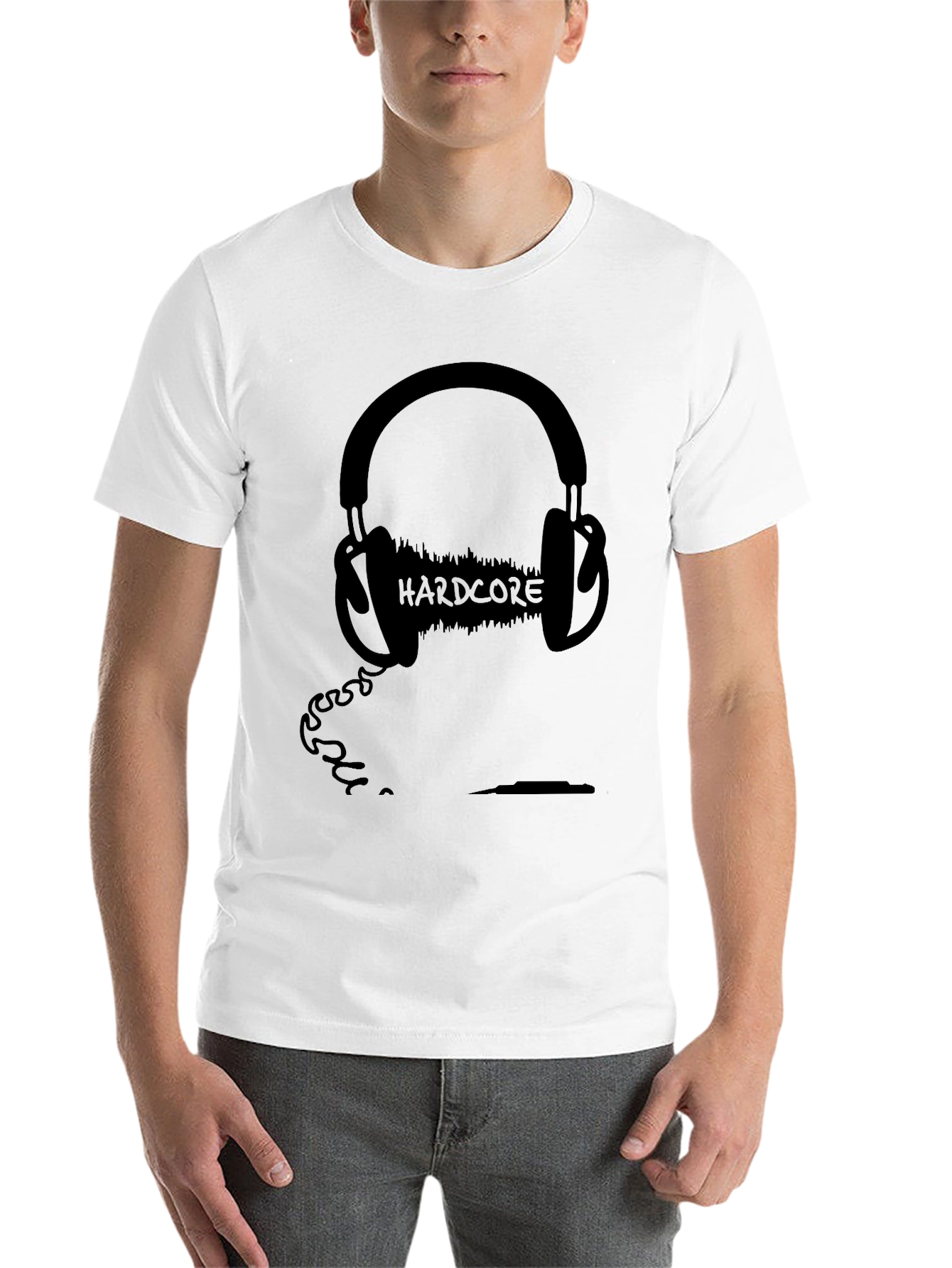Black Hardcore Music Headphone Graphic Tee - Black Cotton Blend view 14