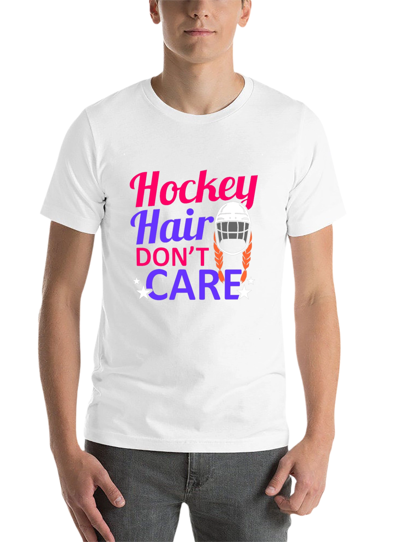 Black Hockey Hair Don't Care Graphic Tee view 14