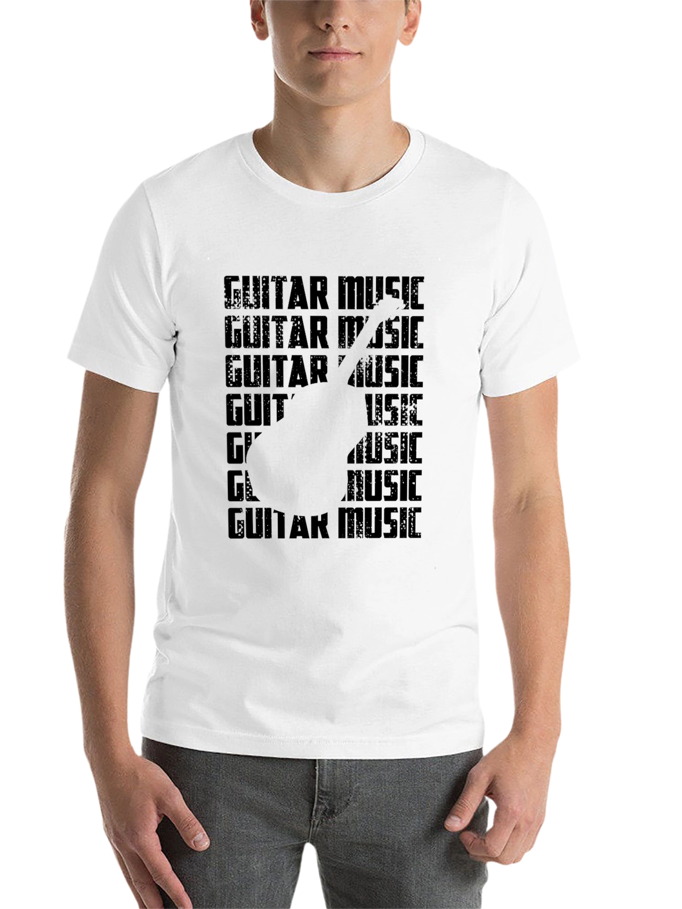 Black Guitar Music Graphic Tee - Black Casual T-Shirt view 14