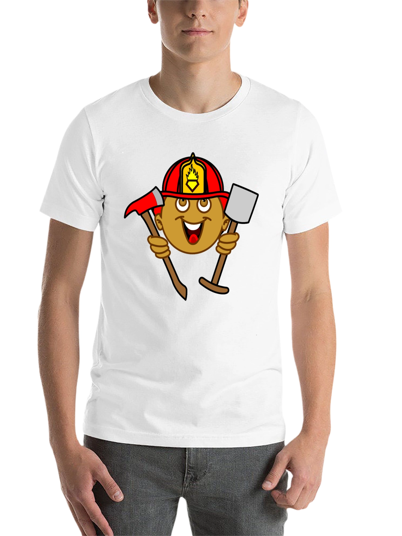Black Firefighter Cartoon Graphic Tee - Black view 14