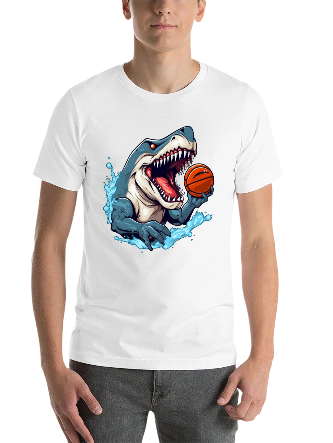 Black Shark Basketball T-Shirt - Men's Graphic Tee view 14