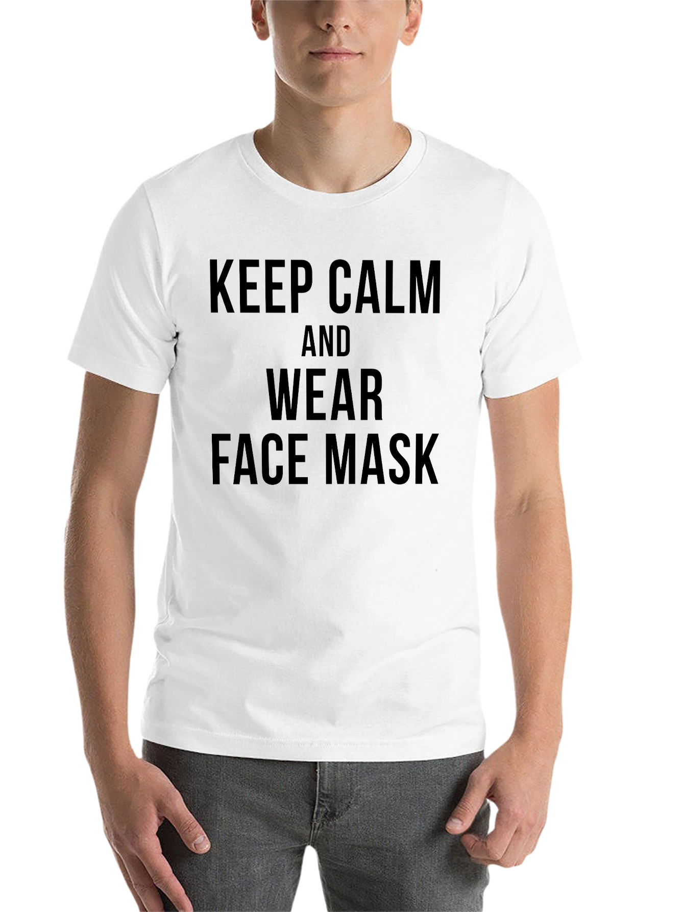 Black Keep Calm Face Mask Tee - Black view 14