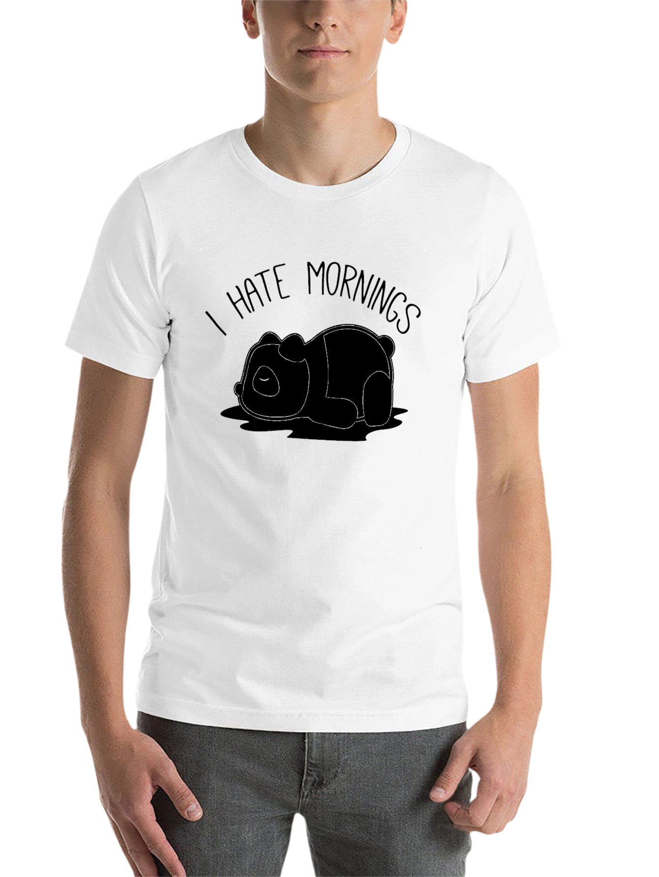 Black I Hate Mornings Panda Graphic T-Shirt view 14