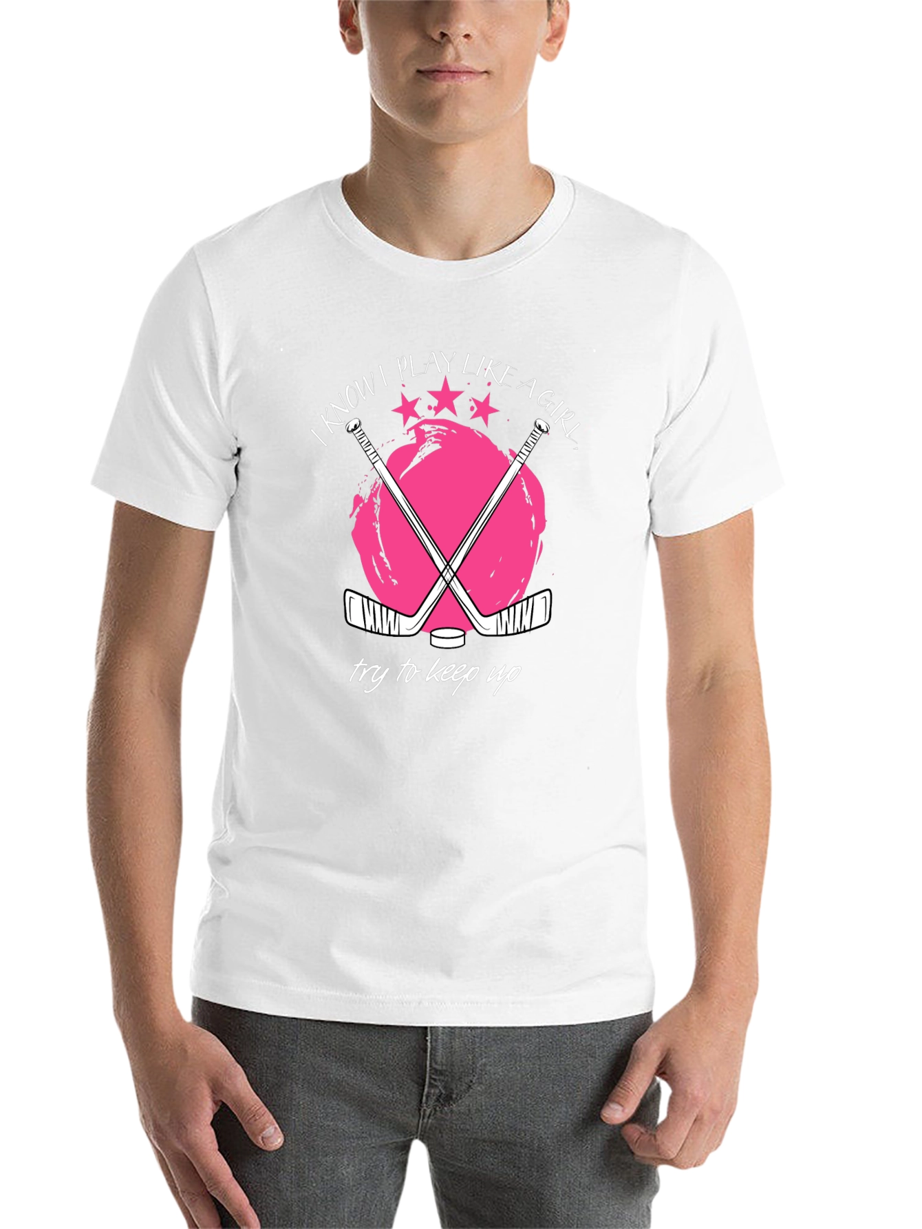 Black I Know I Play Like a Girl Hockey Graphic T-Shirt view 14