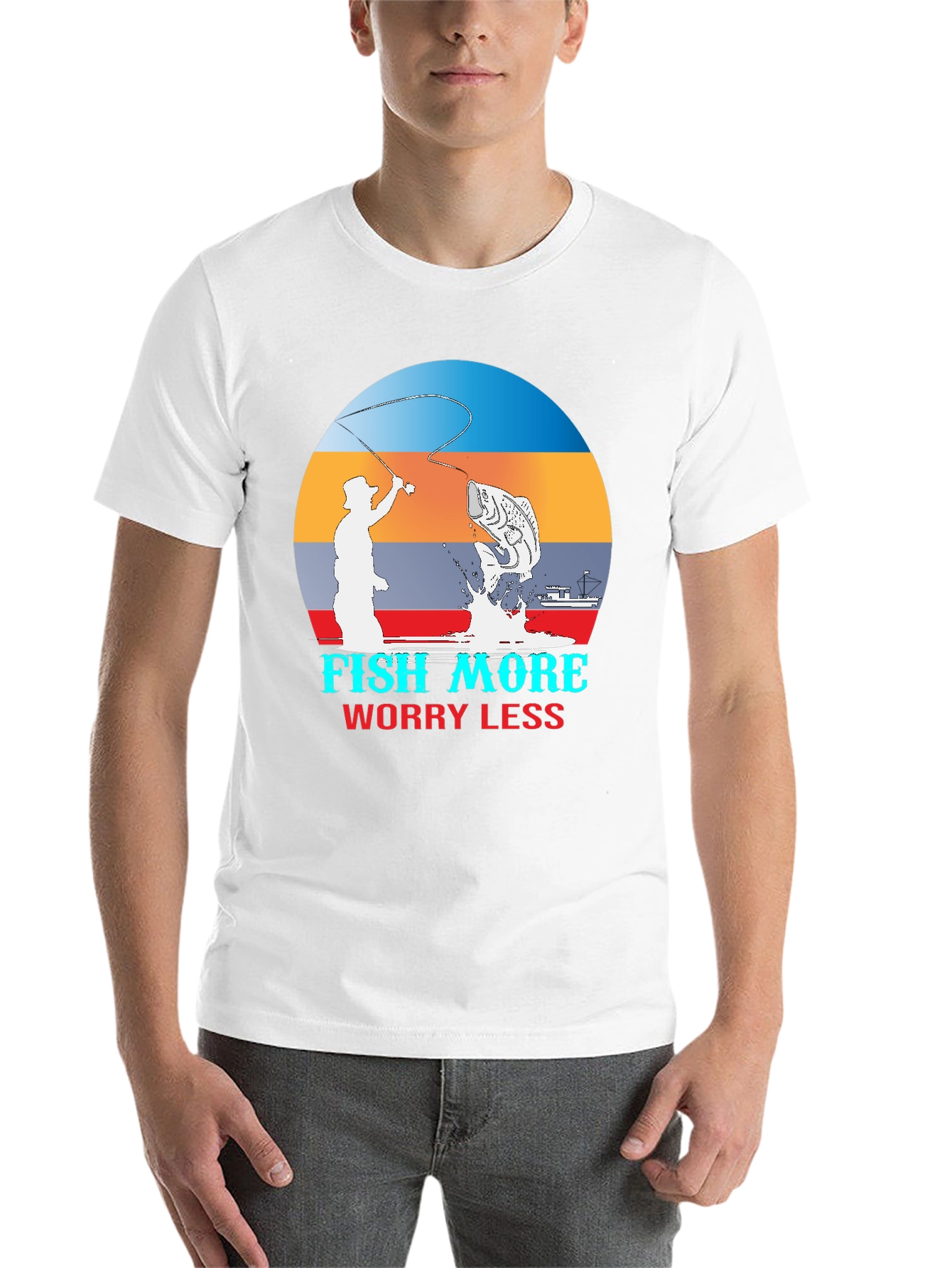 Black Fish More Worry Less Graphic T-Shirt view 14