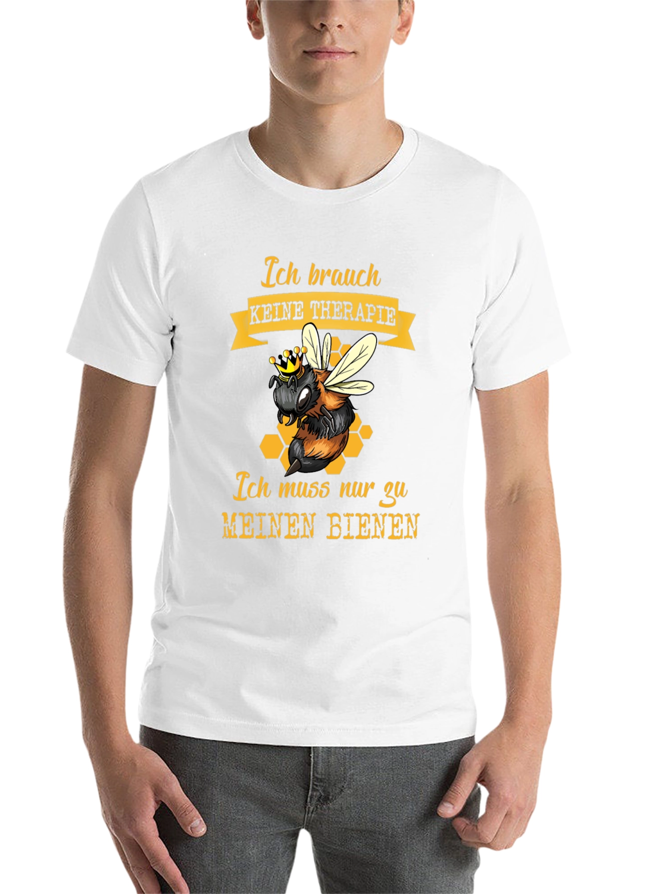 Black Bee Therapy T-Shirt - German Slogan, Honeycomb Design view 14