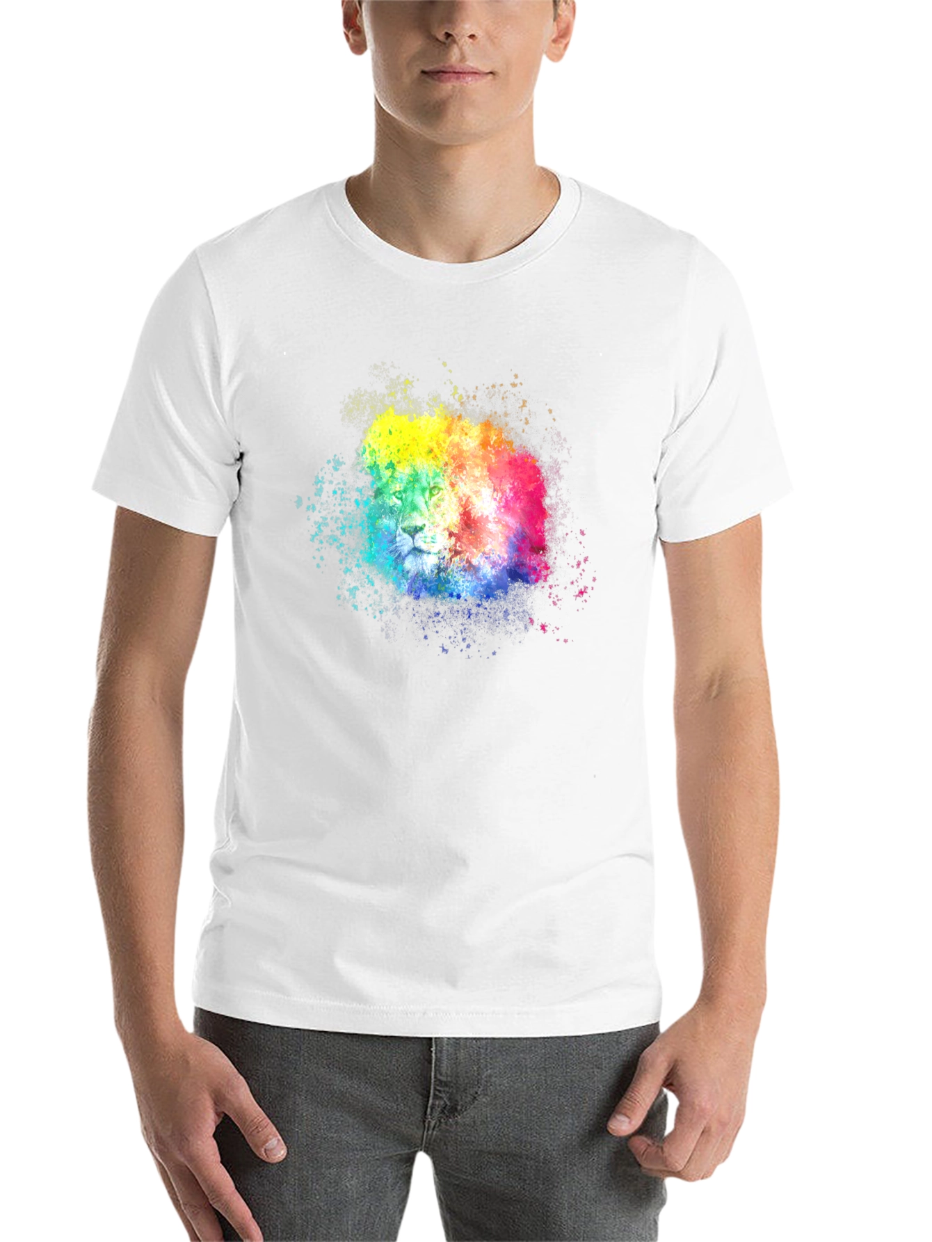 Black Rainbow Lion Splatter Graphic Tee - Black view 14