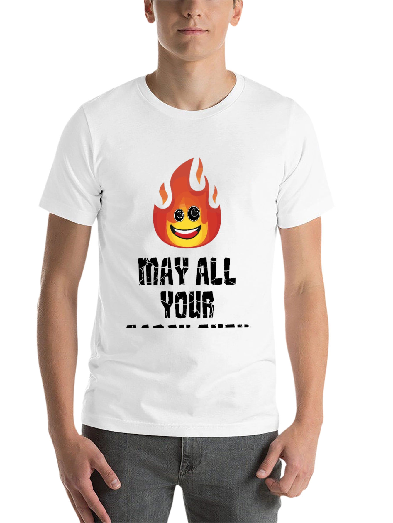Black Funny Emoji Flame T-Shirt - May All Your Bacon Burn view 14