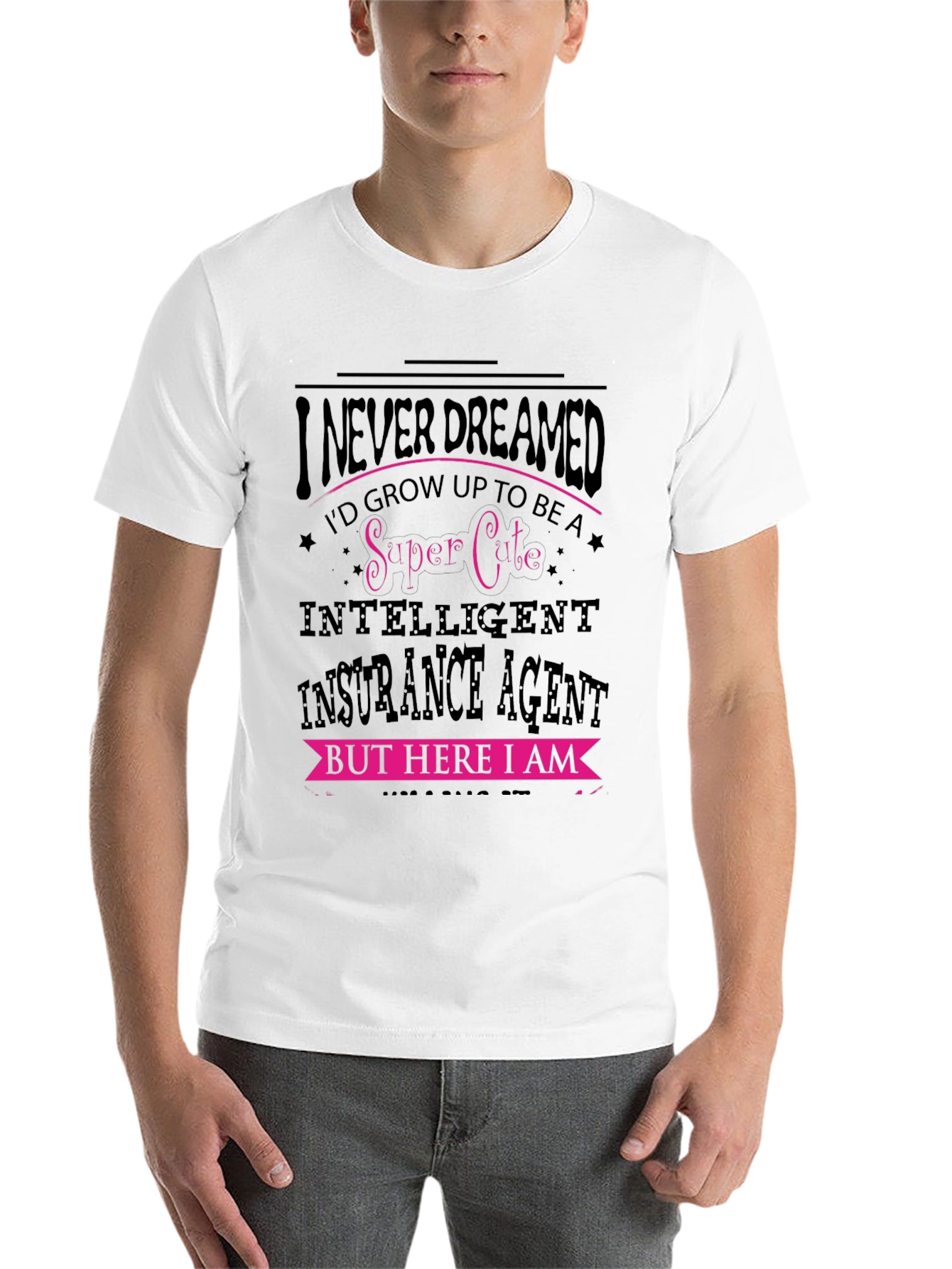 Black Super Cute Insurance Agent Graphic Tee view 14