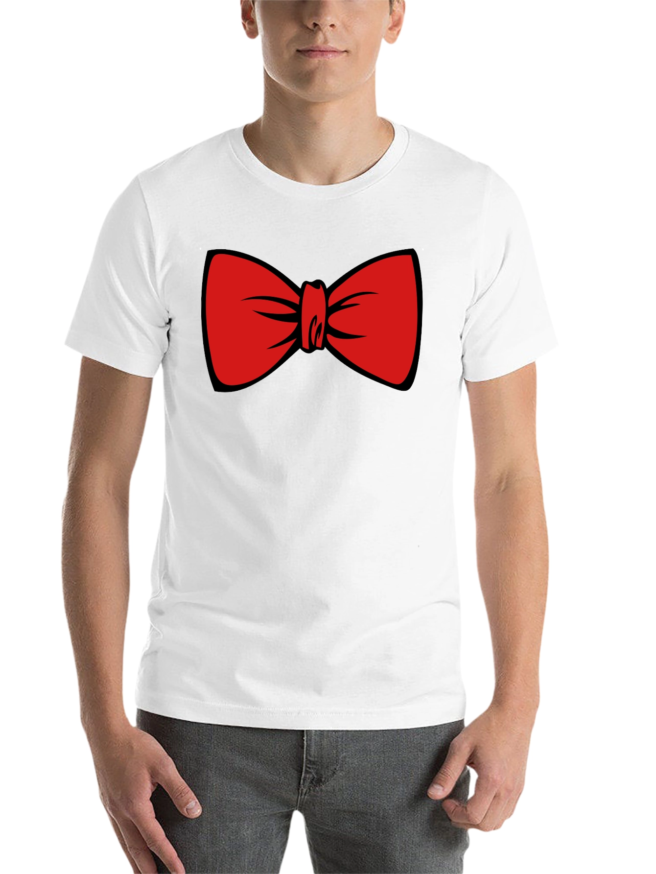 Black Red Bowtie Graphic Black T-Shirt view 14