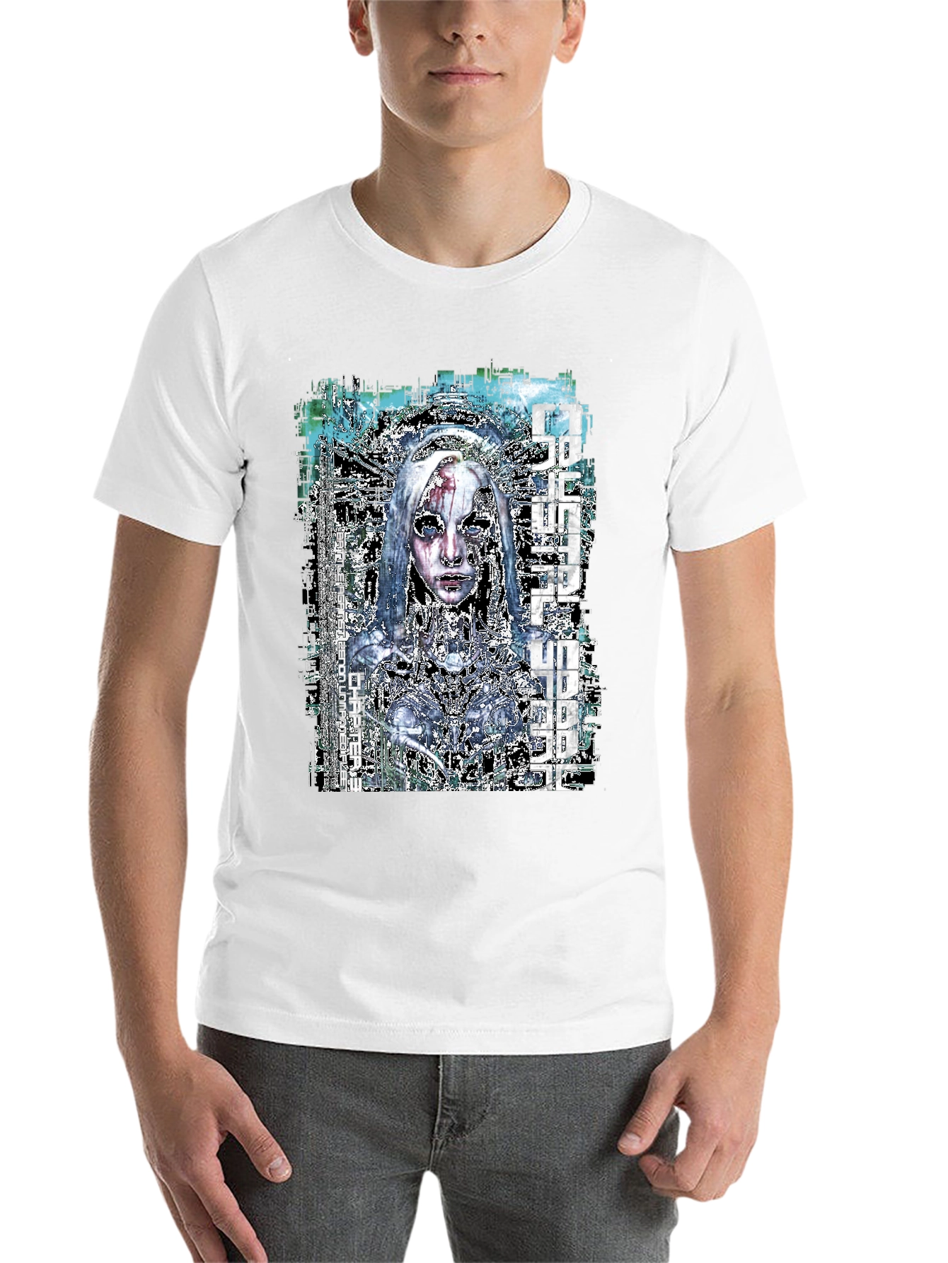 Black Cyberpunk Anime Graphic Black T-Shirt view 14