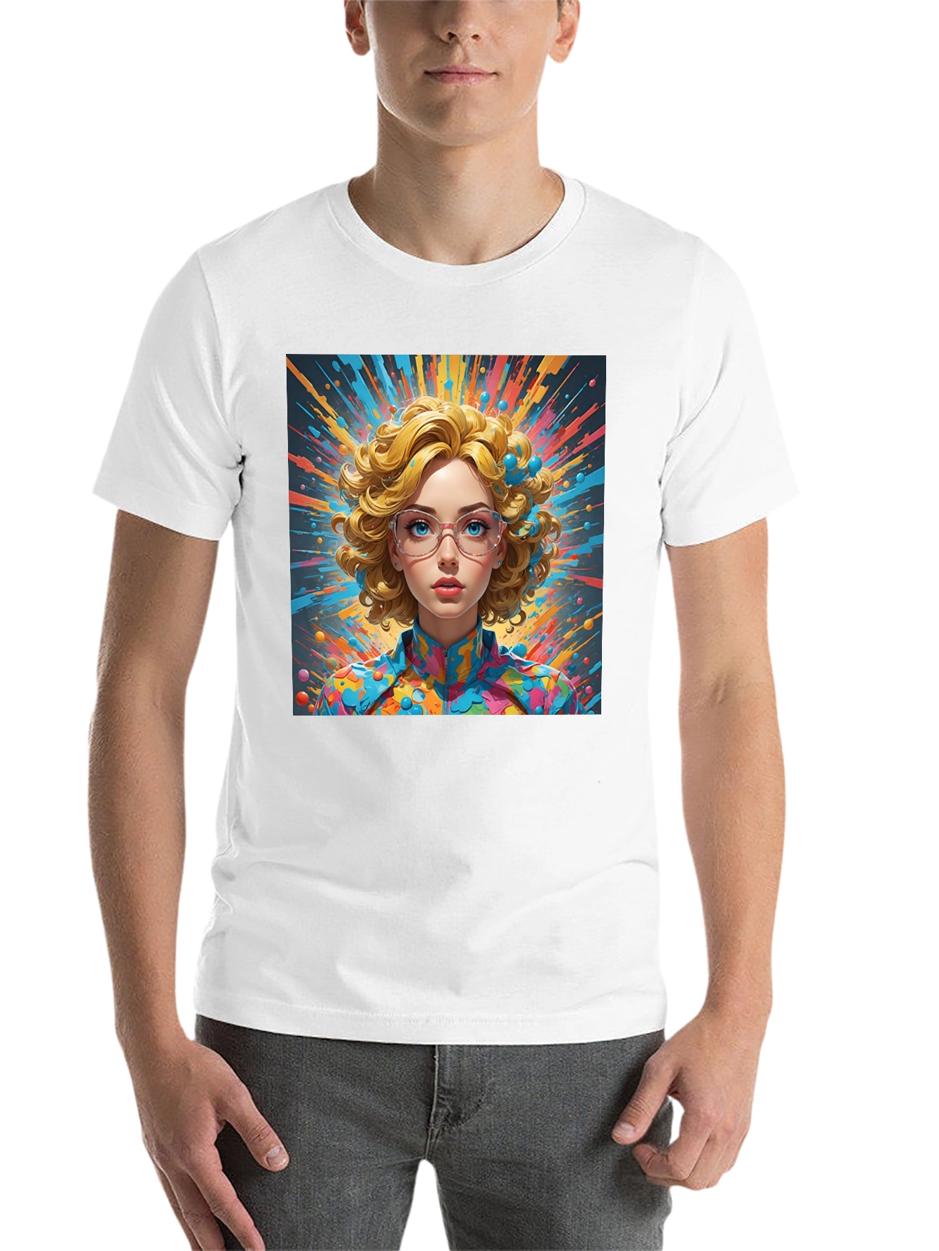 Black Abstract Pop Art T-Shirt view 14