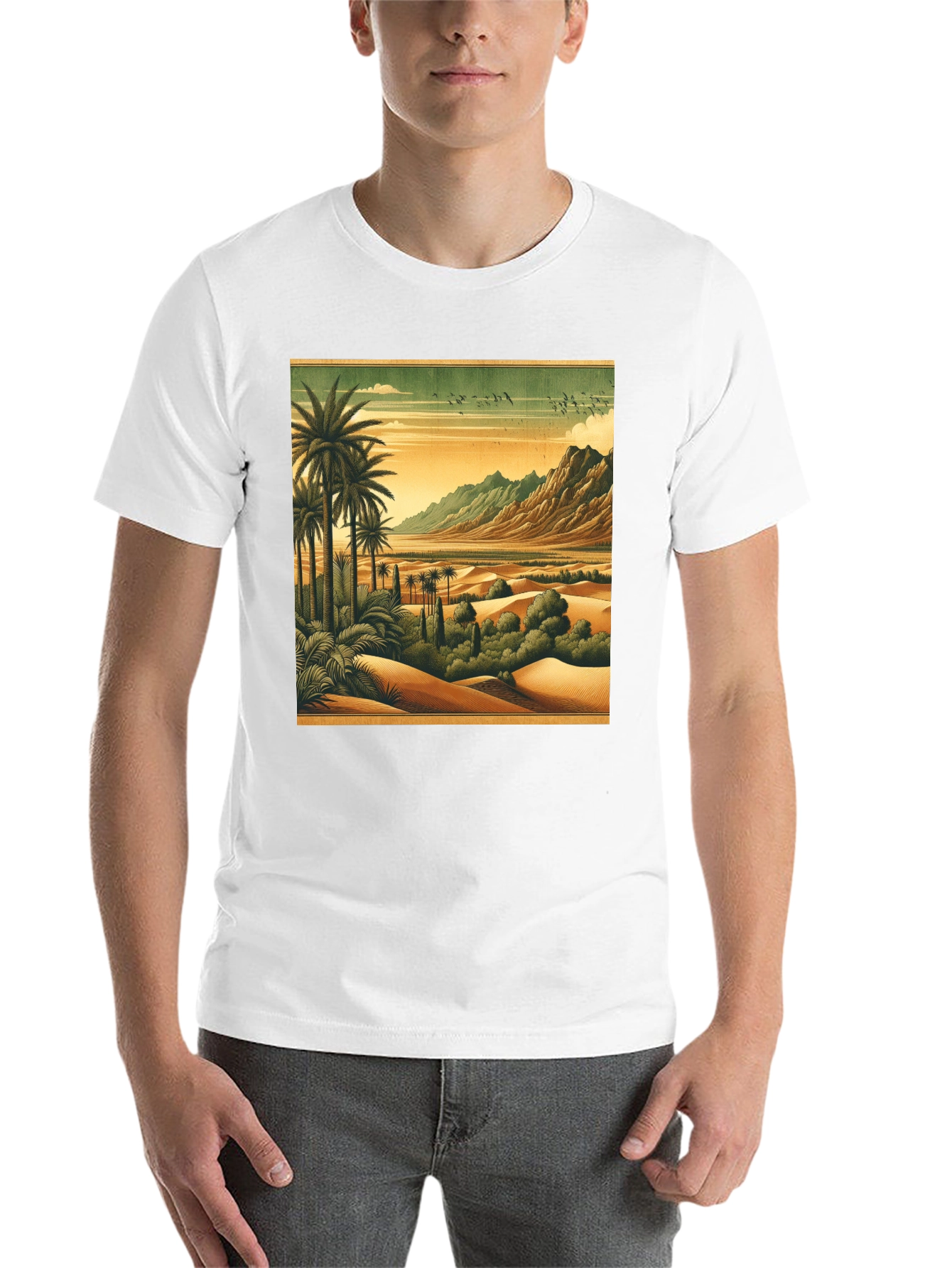 Black Retro Desert Oasis Graphic T-Shirt view 14