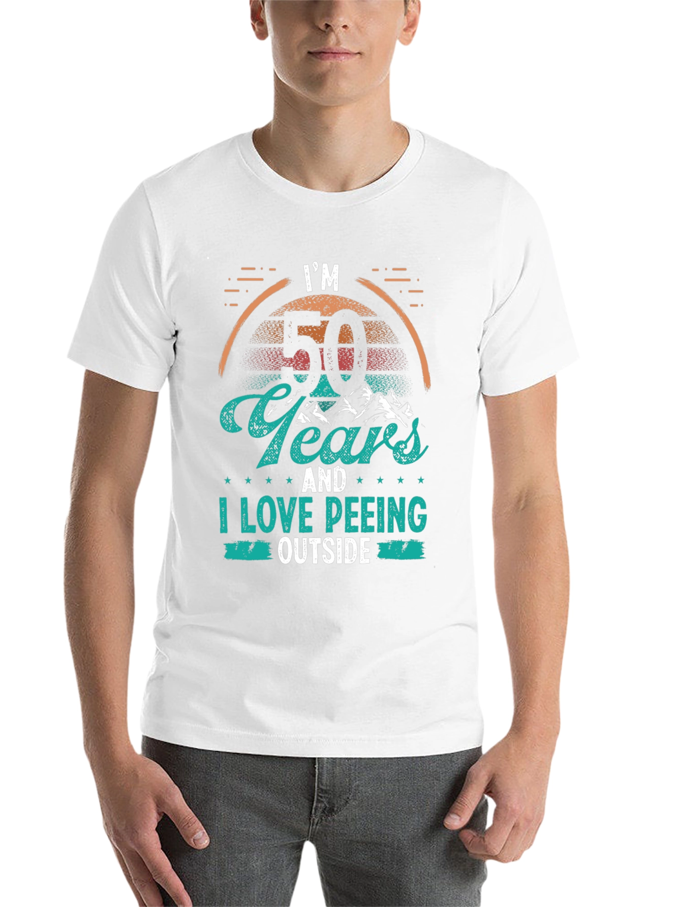 Black Funny 50th Birthday Peeling Outdoors T-Shirt view 14