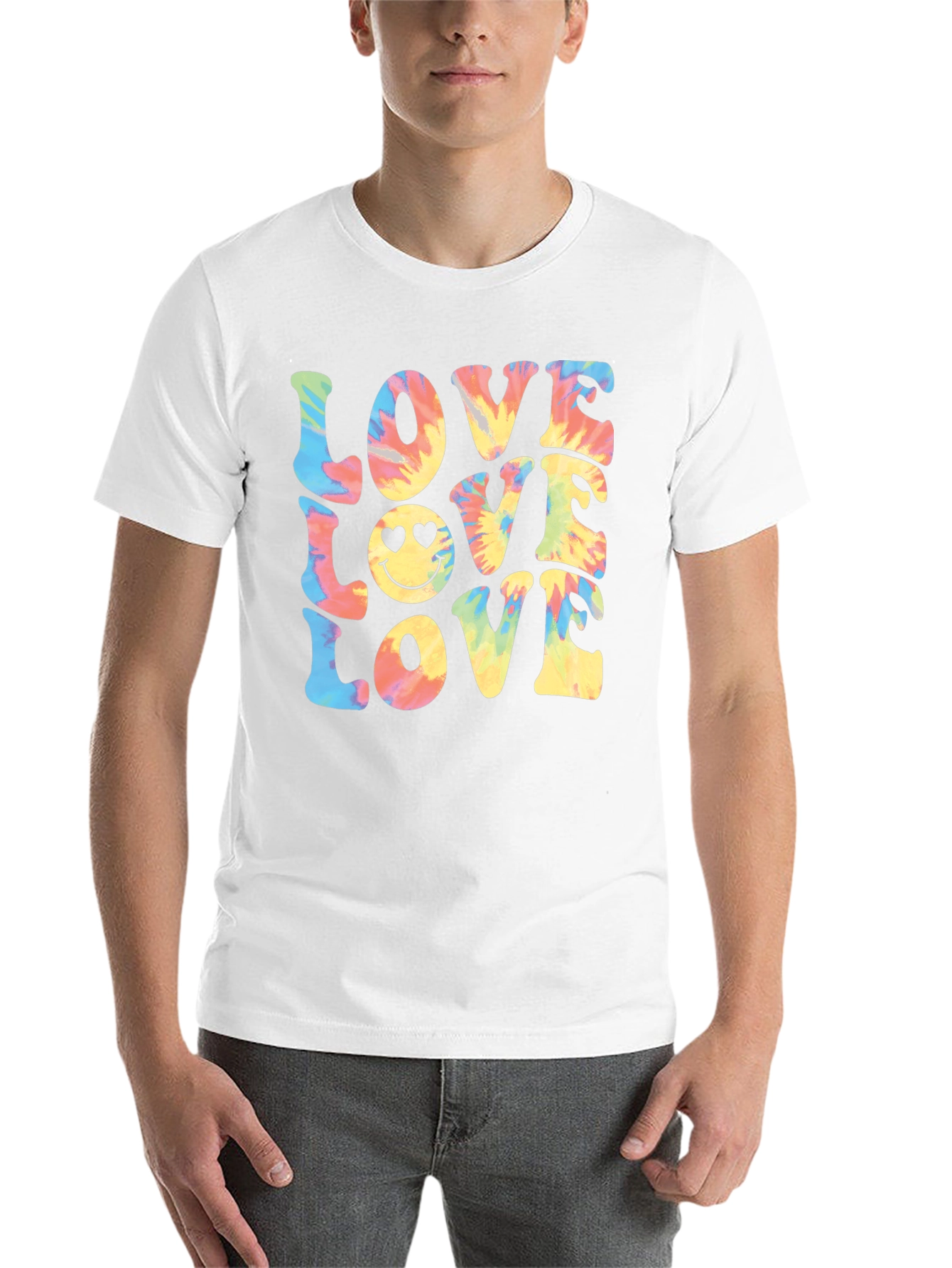Black Tie-Dye Love Smiley Face T-Shirt view 14