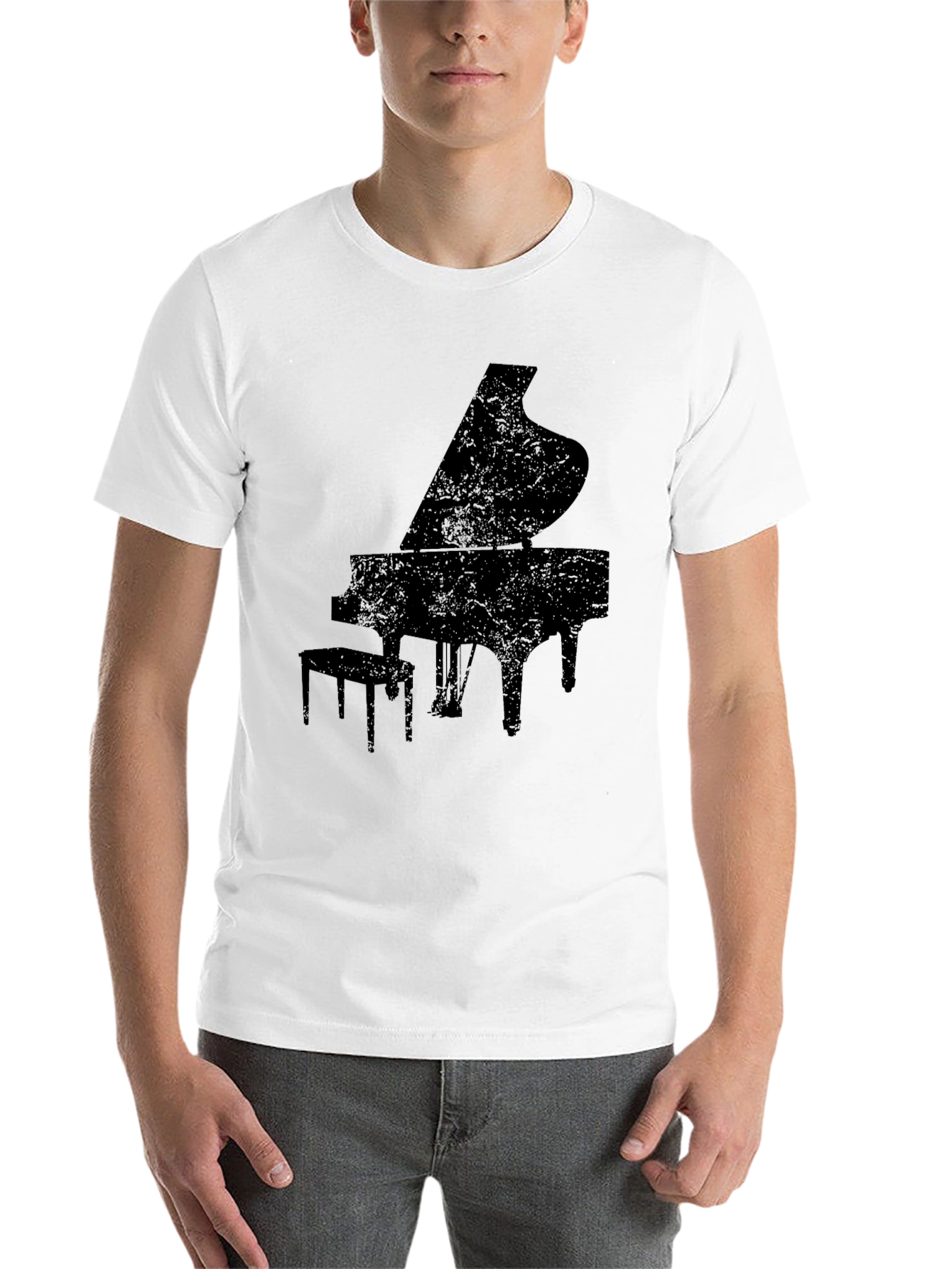Black Grand Piano Silhouette Graphic Tee - Black view 14