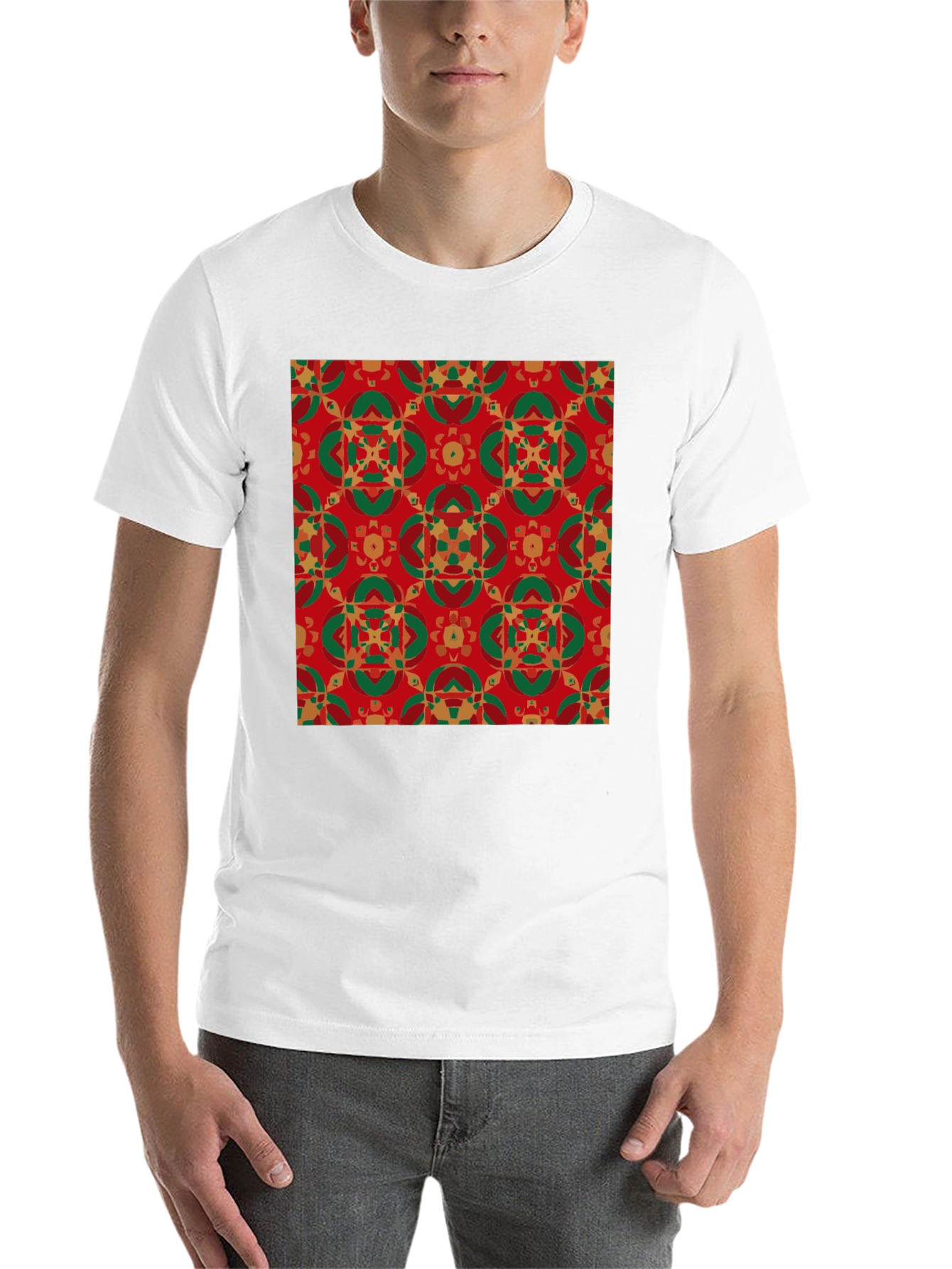 Black Festive Patterned Crew Neck T-Shirt view 14