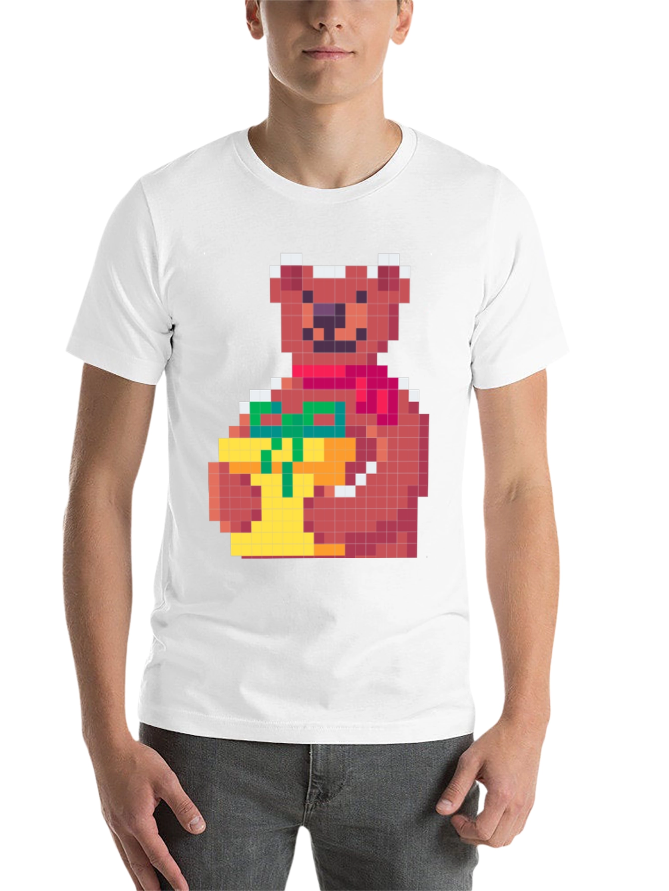 Black Pixelated Bear with Gift T-Shirt view 14