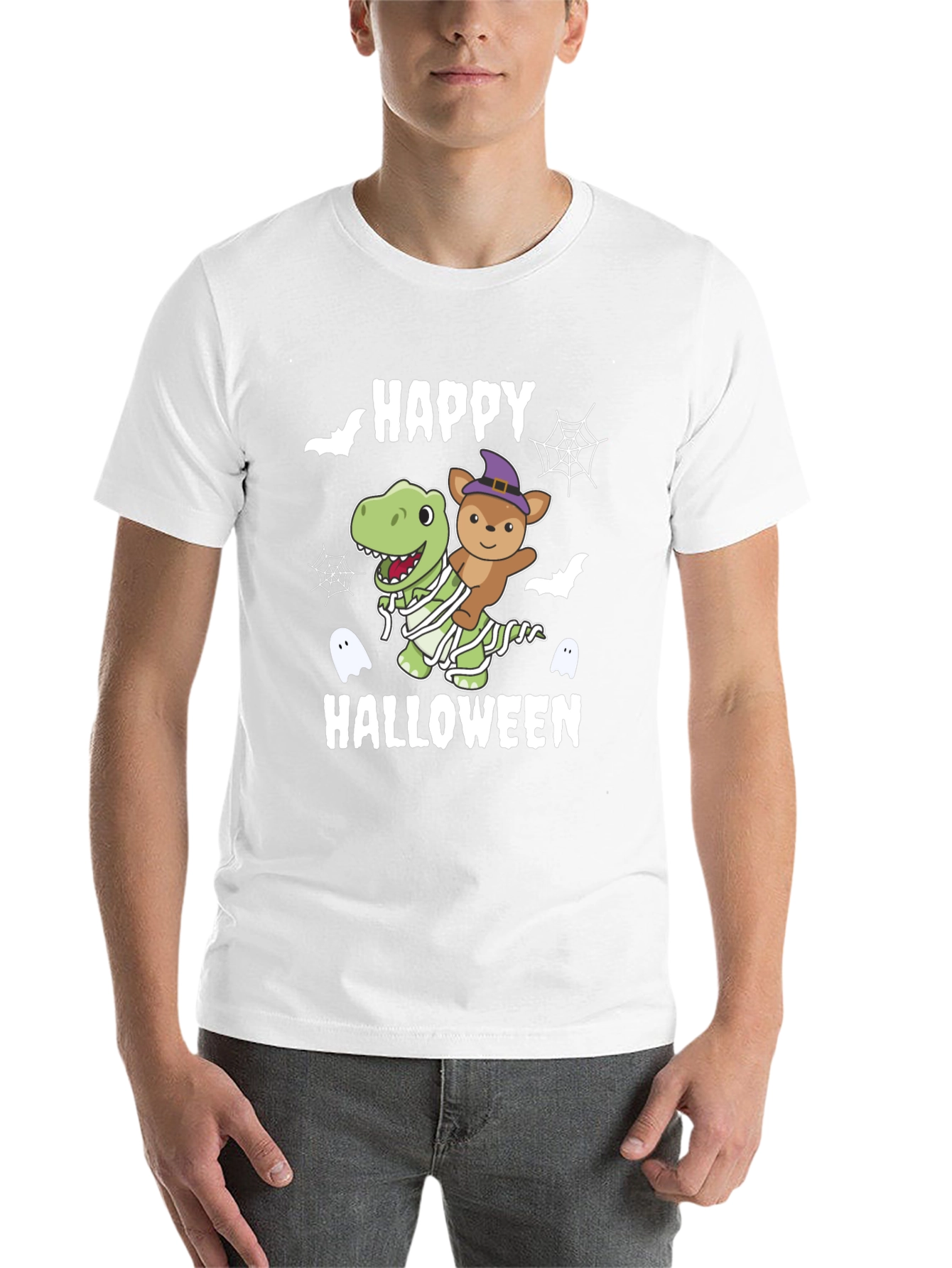 Black Happy Halloween Dinosaur & Teddy T-Shirt view 14