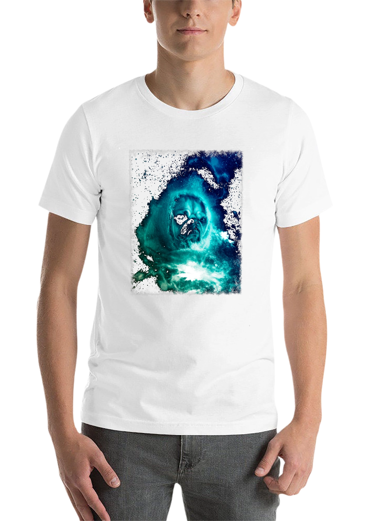 Black Cosmic Pug Graphic Black T-Shirt view 14